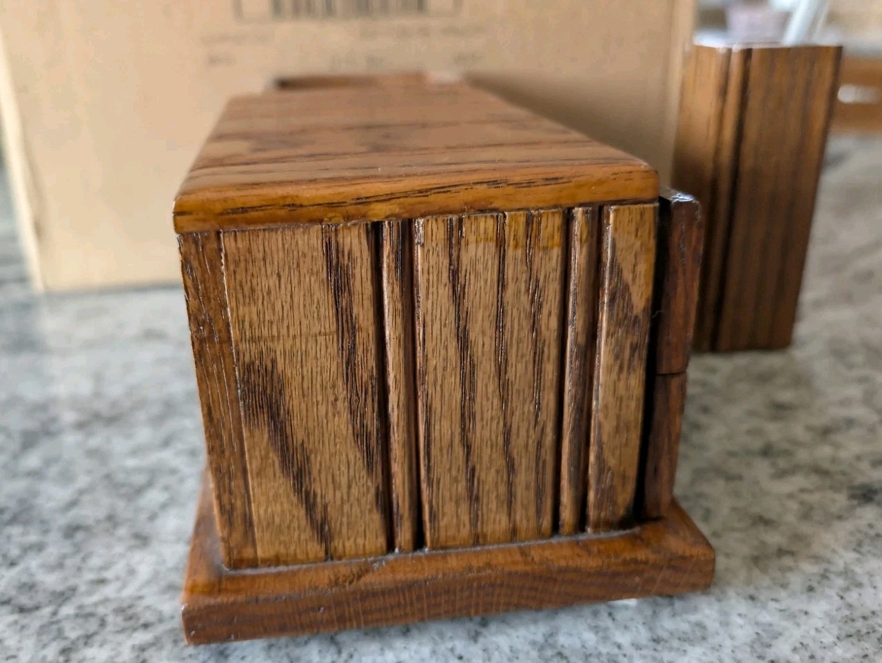 Vintage Handmade Wood Stationery Desk Organizer 10.5” Wide X 4” Tall X 5″ Deep