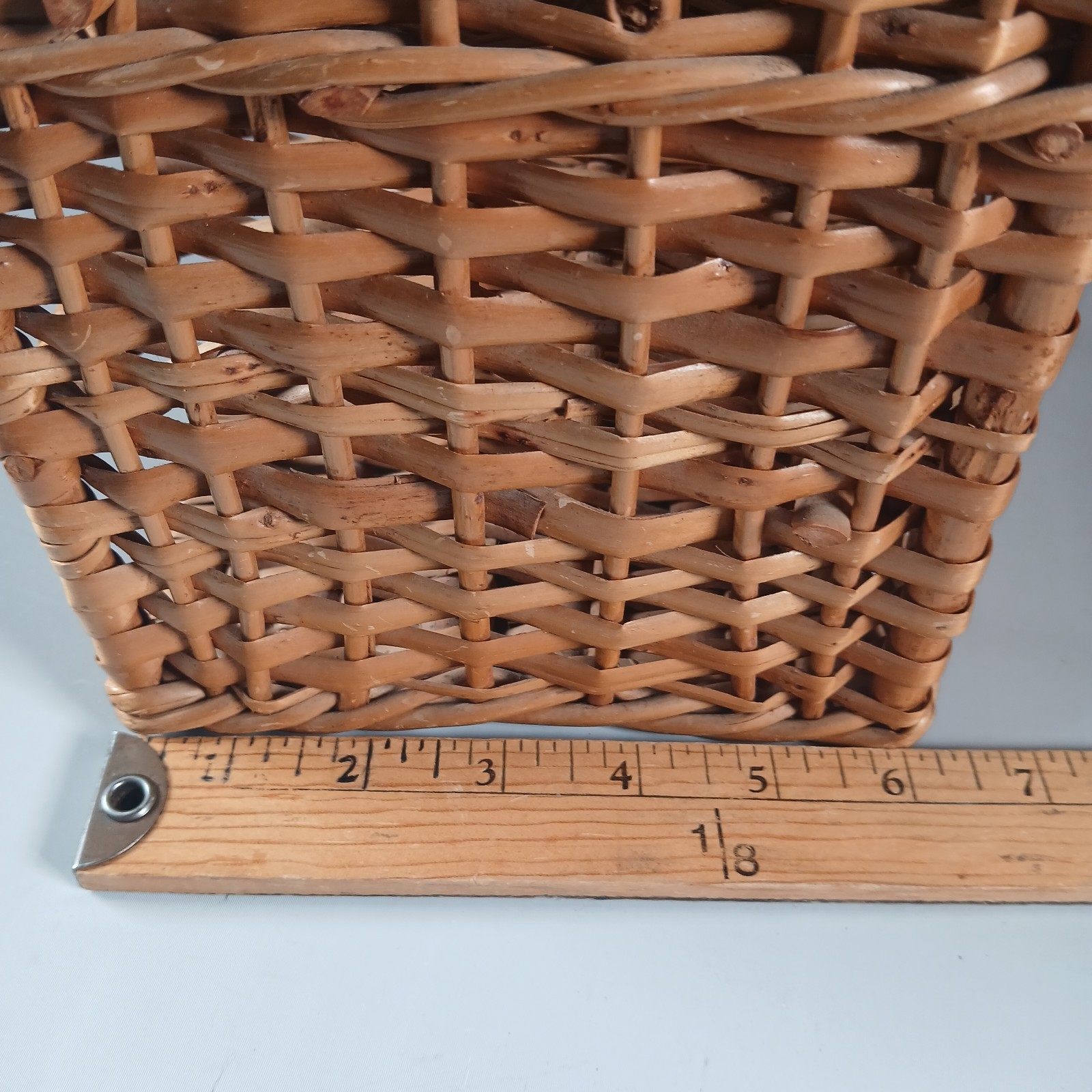 Vintage Wicker Rattan Desk Top Organizer Office Mail Sorter Letter Holder BOHO