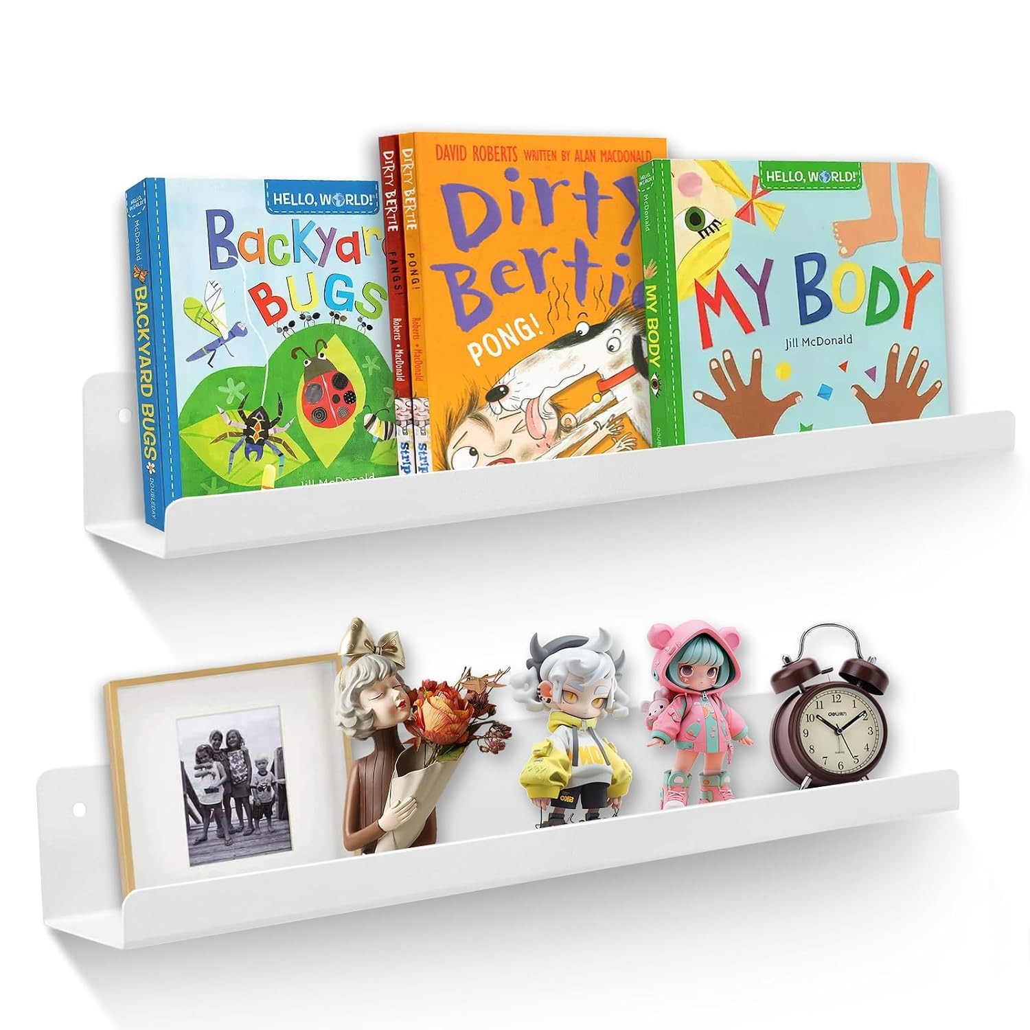 17 White Metal Magnetic Whiteboard Book Shelf 2-Pack Magnetic Storage Organizer