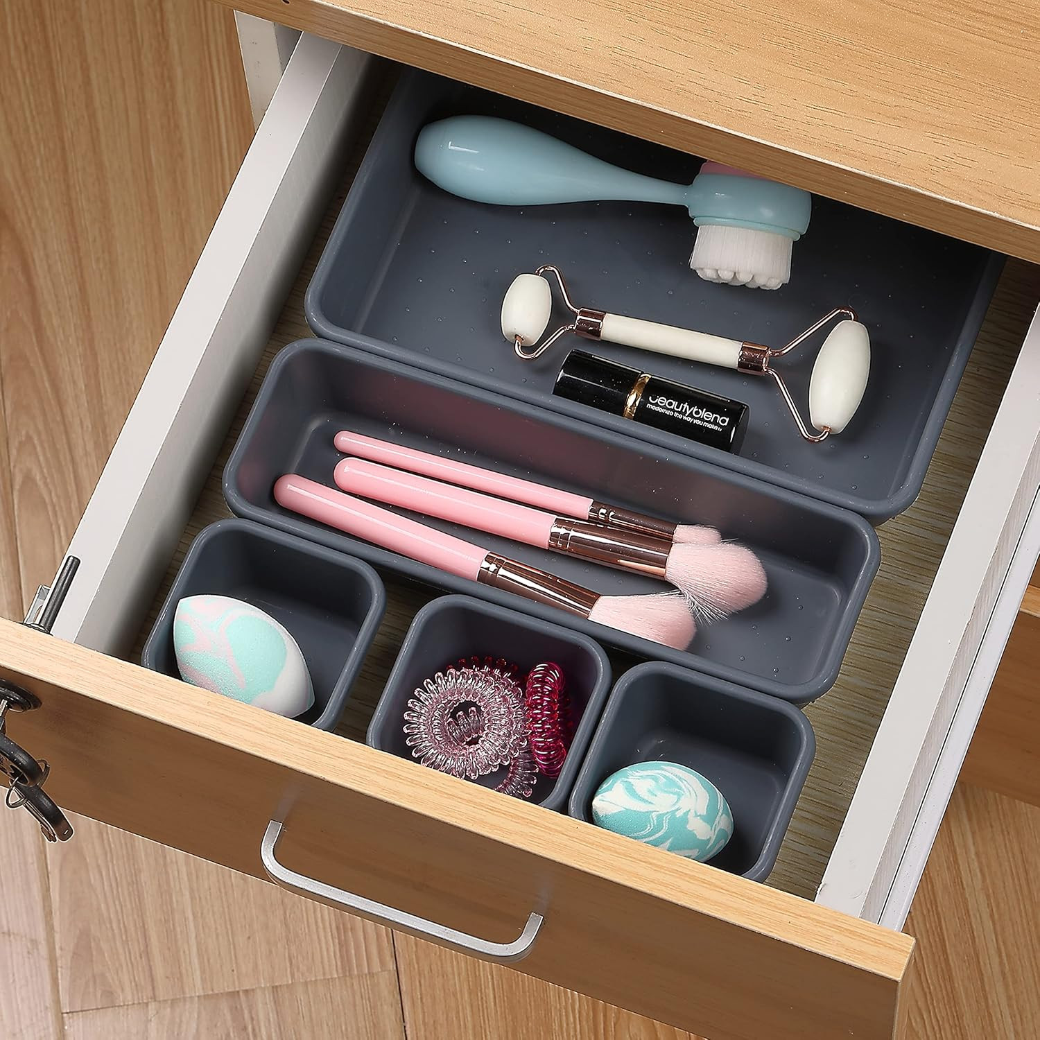 – Interlocking Desk Drawer Organizer, 8 Pcs, Drawer Organizer, Kitchen Drawer Or
