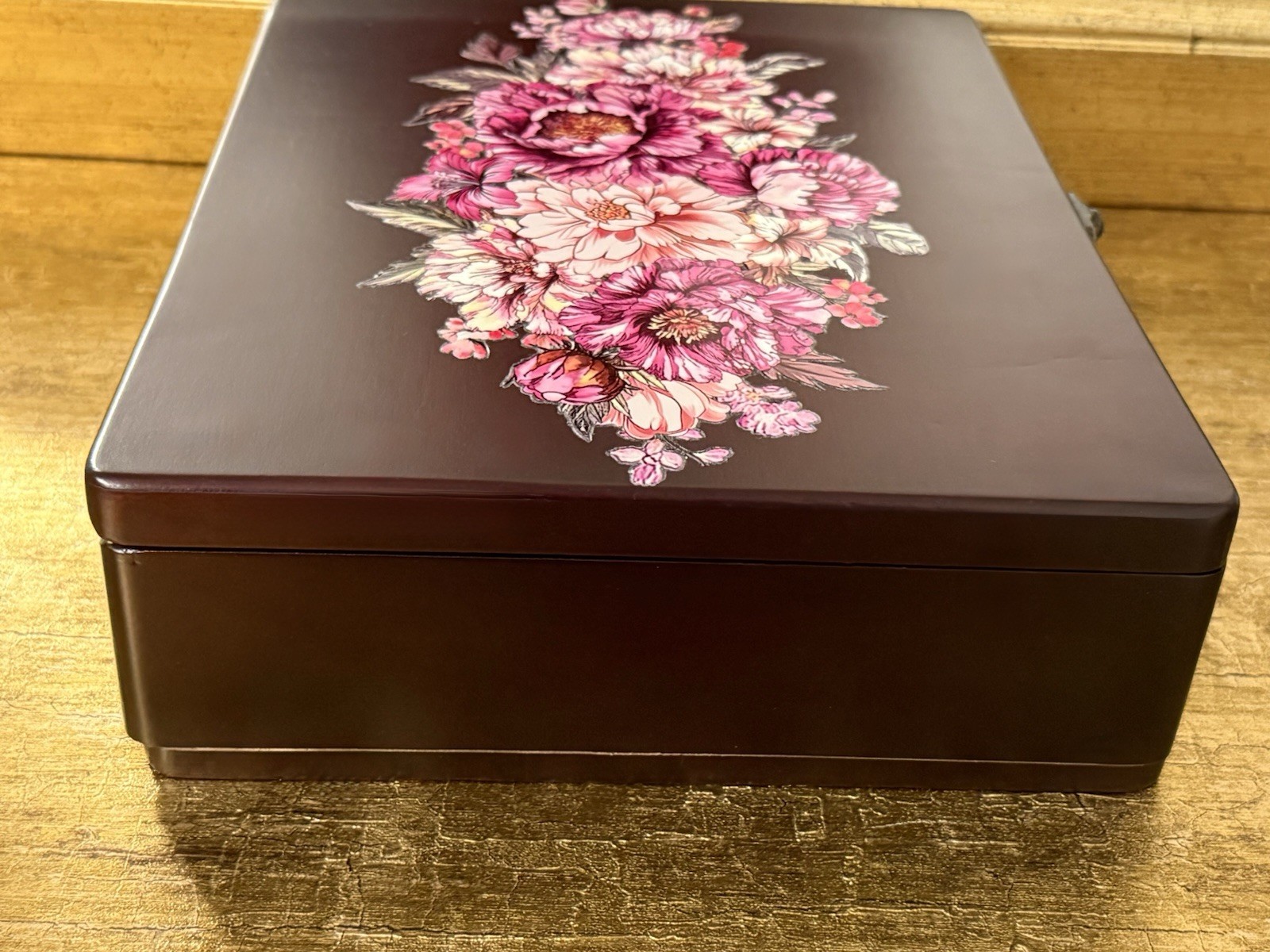 VTG Executive Desk Accessories Rose Wood Office Supply Storage Box 9 Compartment