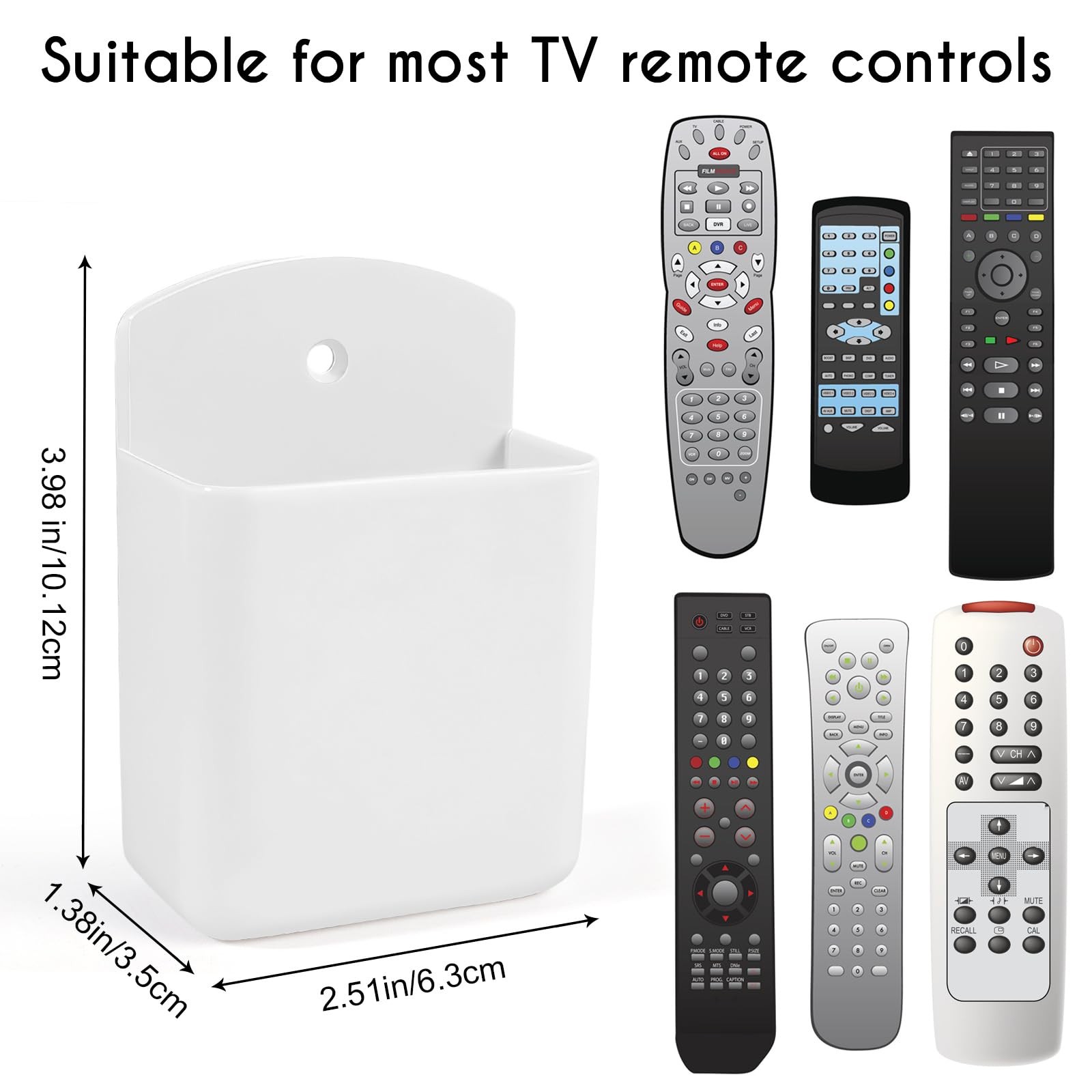 2 Pack White Remote Control Holder, Self adhesive Wall Mount Storage Box