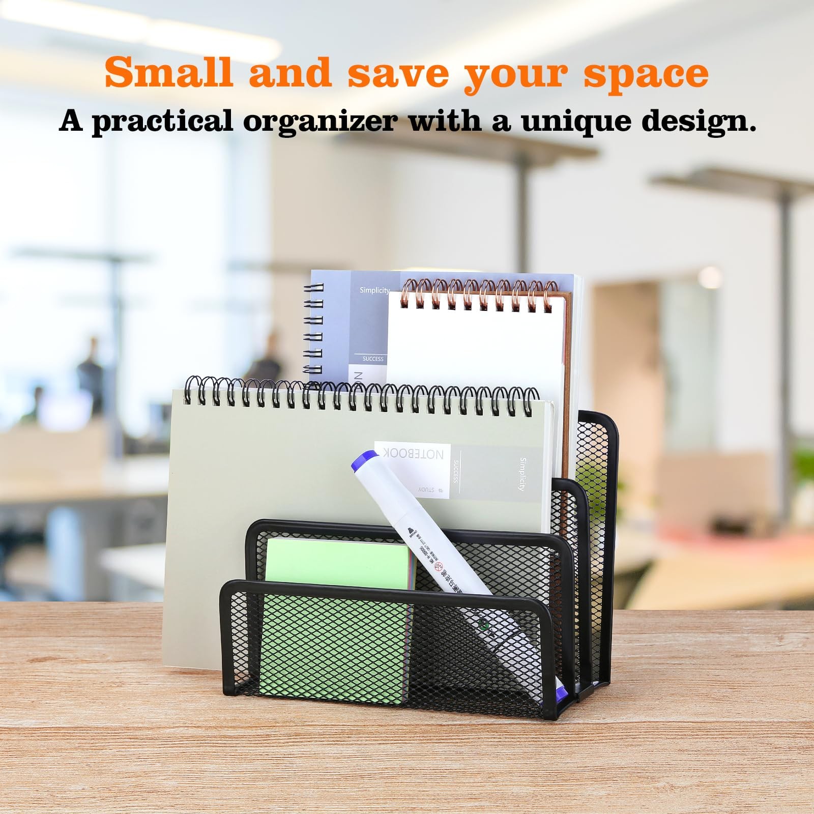 2 Pieces Desk Mail Organizer, Metal 6.9″ W x 2.95″ D x 5.3″ H, BLACK-2PCS