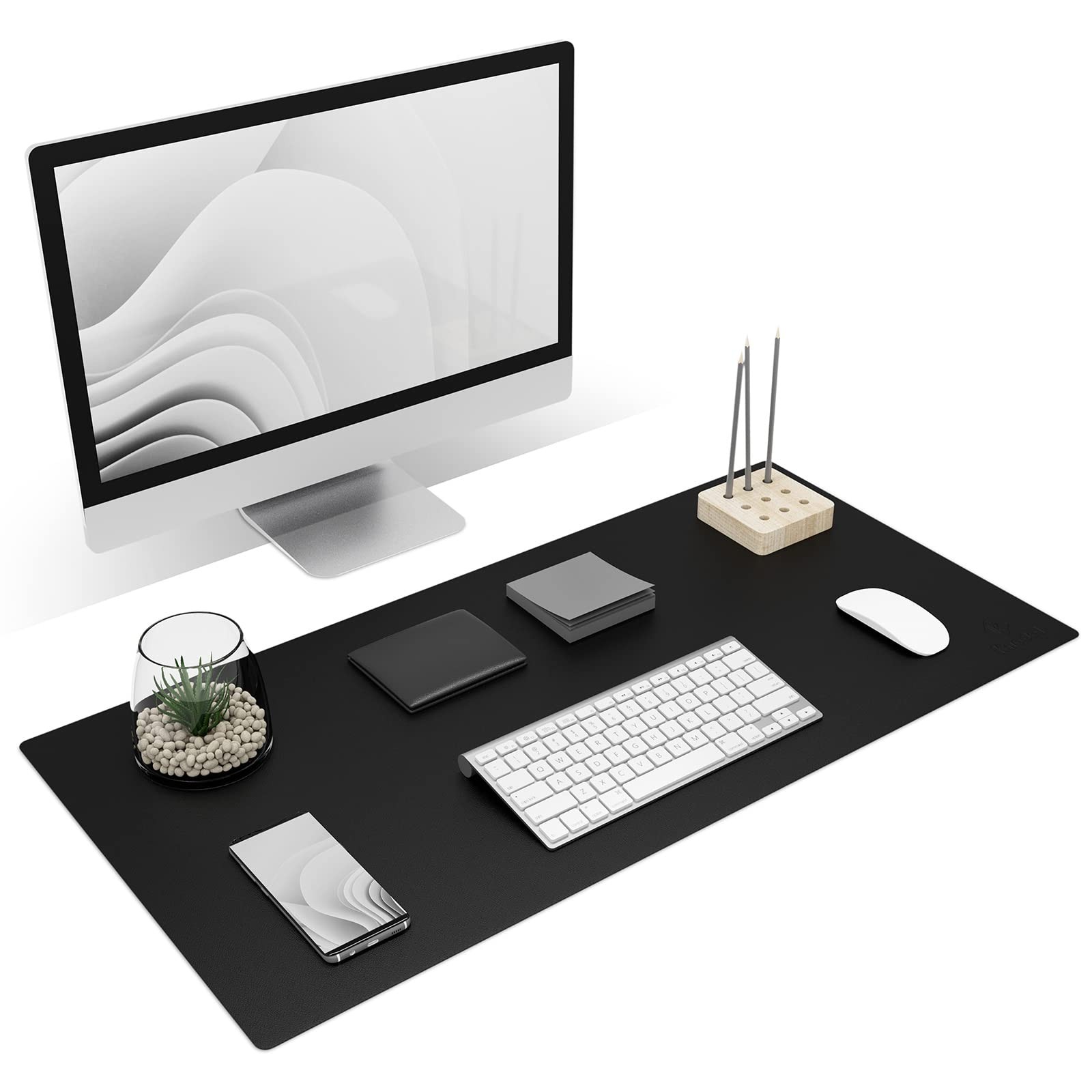 K KNODEL Non-Slip Desk Mat, Pad, Blotter, 31.5″x15,7″, Black