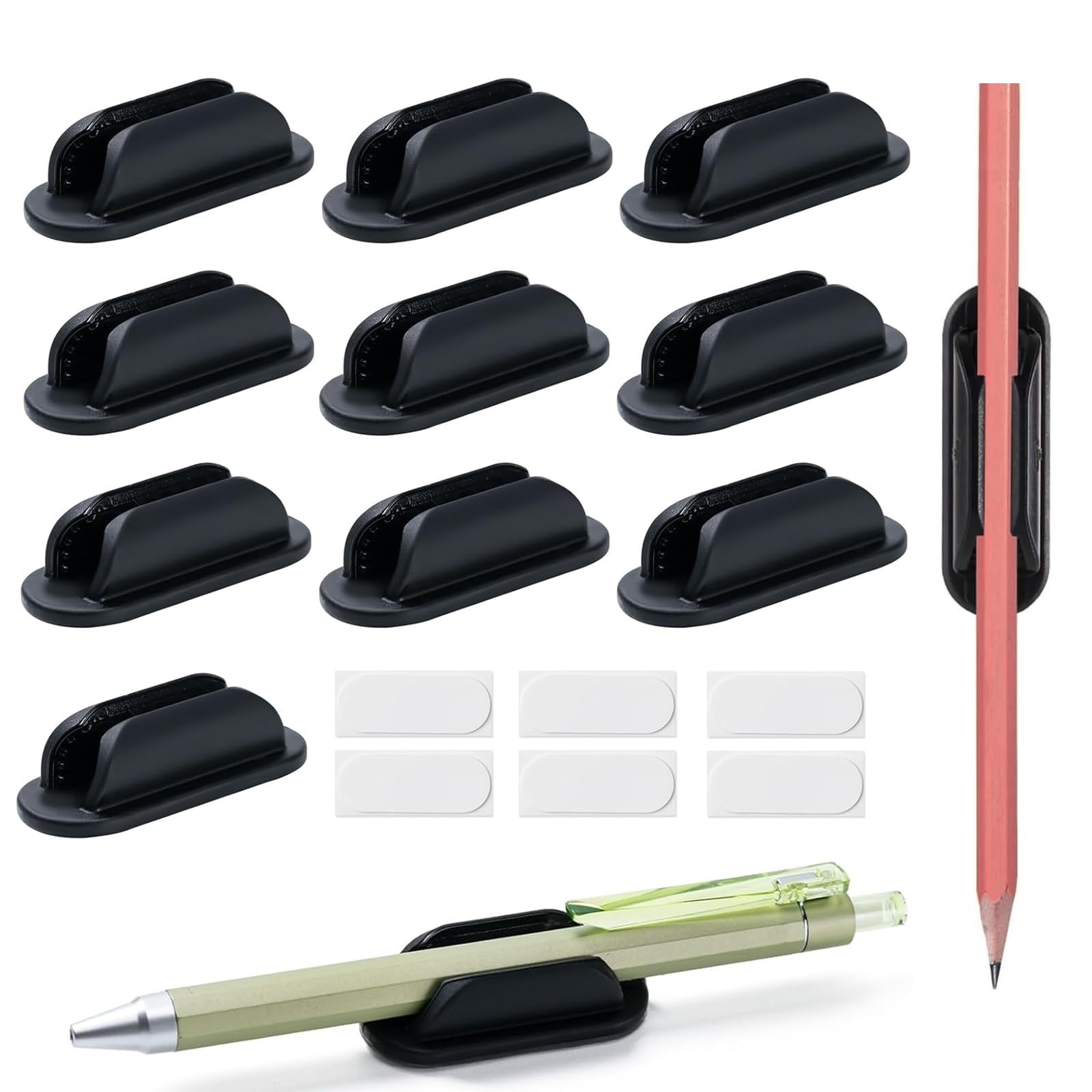 10 Pack Adhesive Pencil Holders for Desk,Silicone Flexible Pen Holder for Wal…