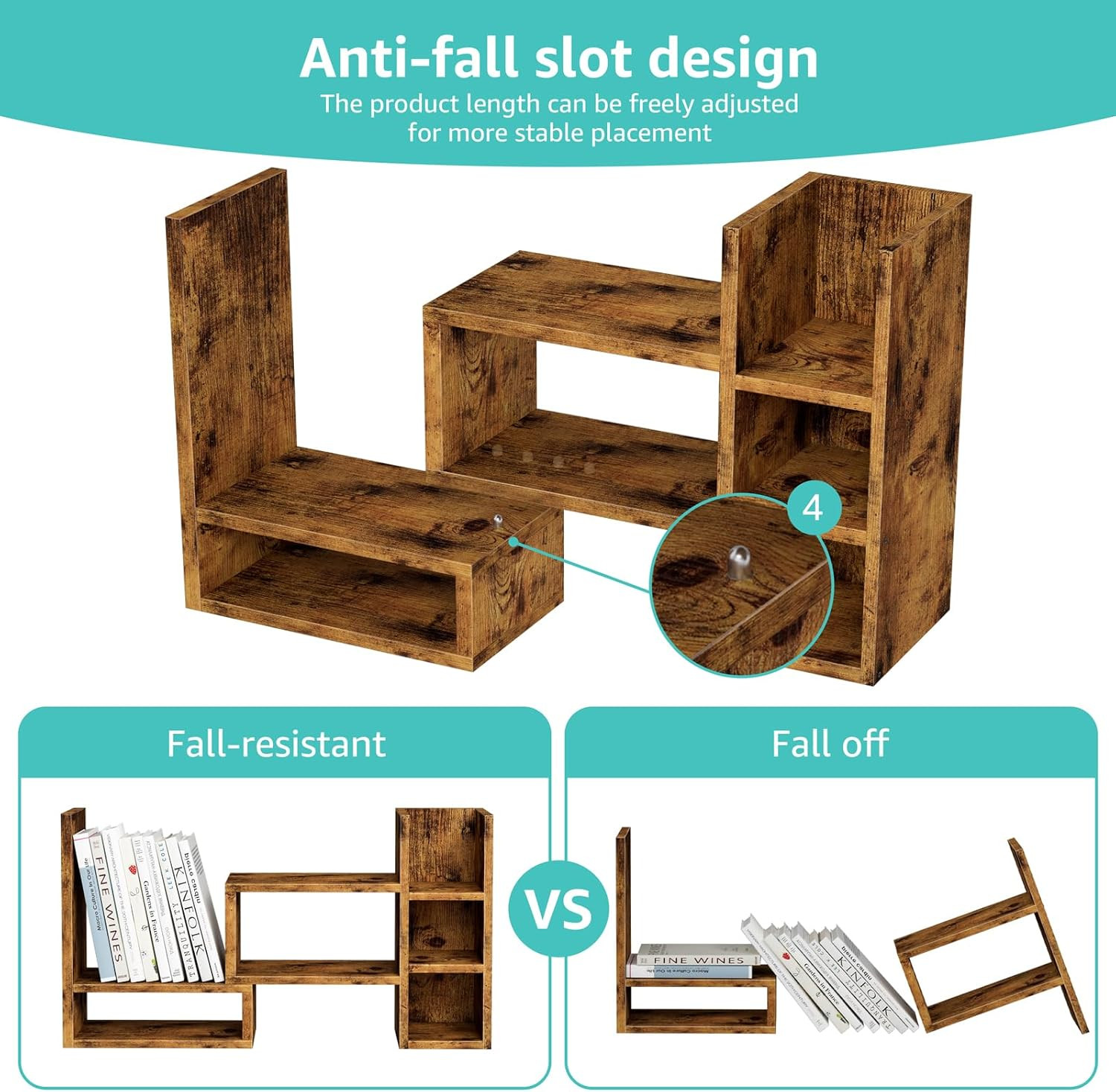 NUTIKAS Desk Shelves Desktop Organizer Shlef – Rustic Office Organization for To