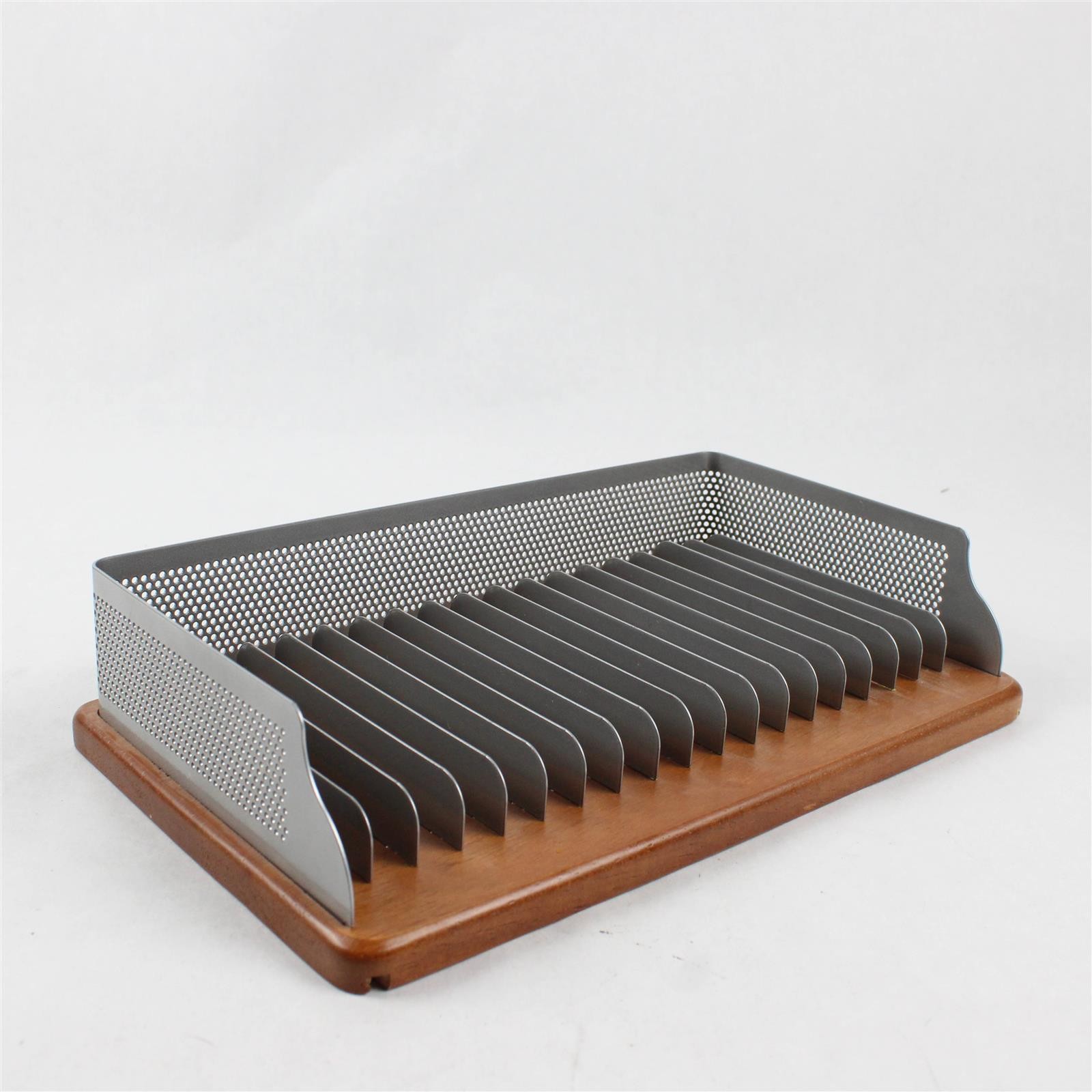 Lot of 2 Eldon Expressions Metal Mesh File Sorters on Wooden Base