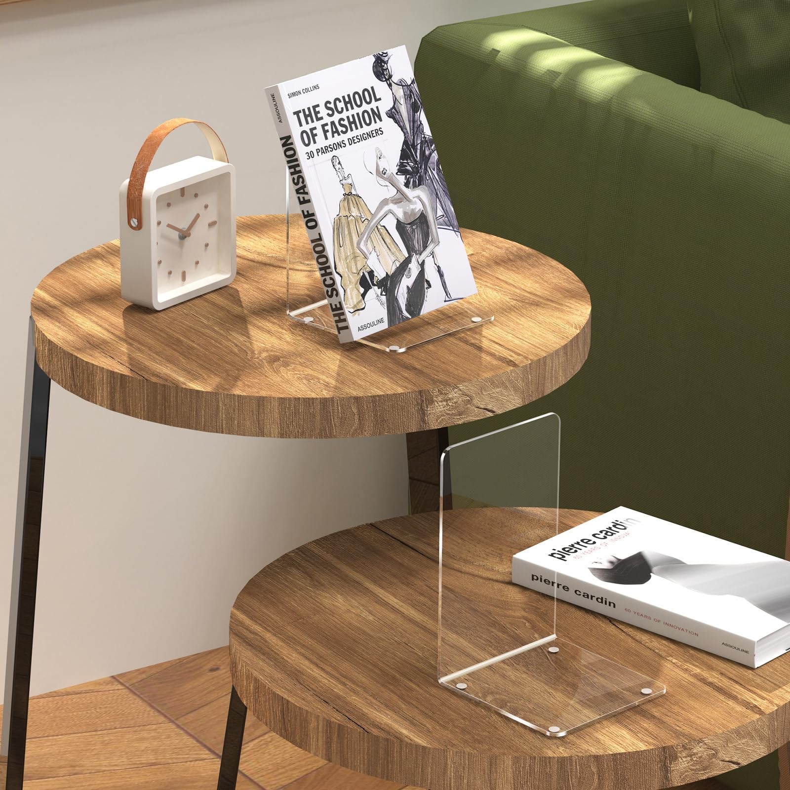 Acrylic Bookends 4 Pcs, Clear Book Ends for Shelves, 4 Pieces