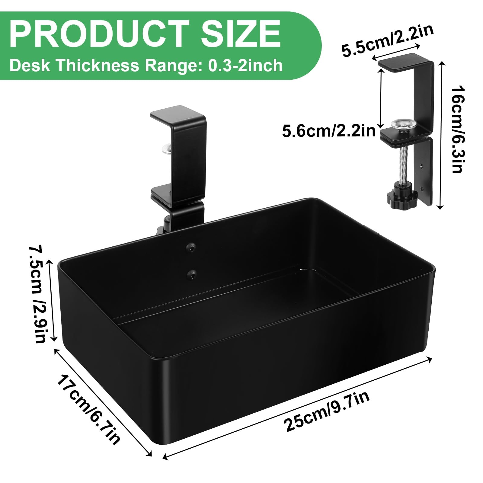 Tolare Under Desk Metal Drawer, Drawer Organizer, 360° Black