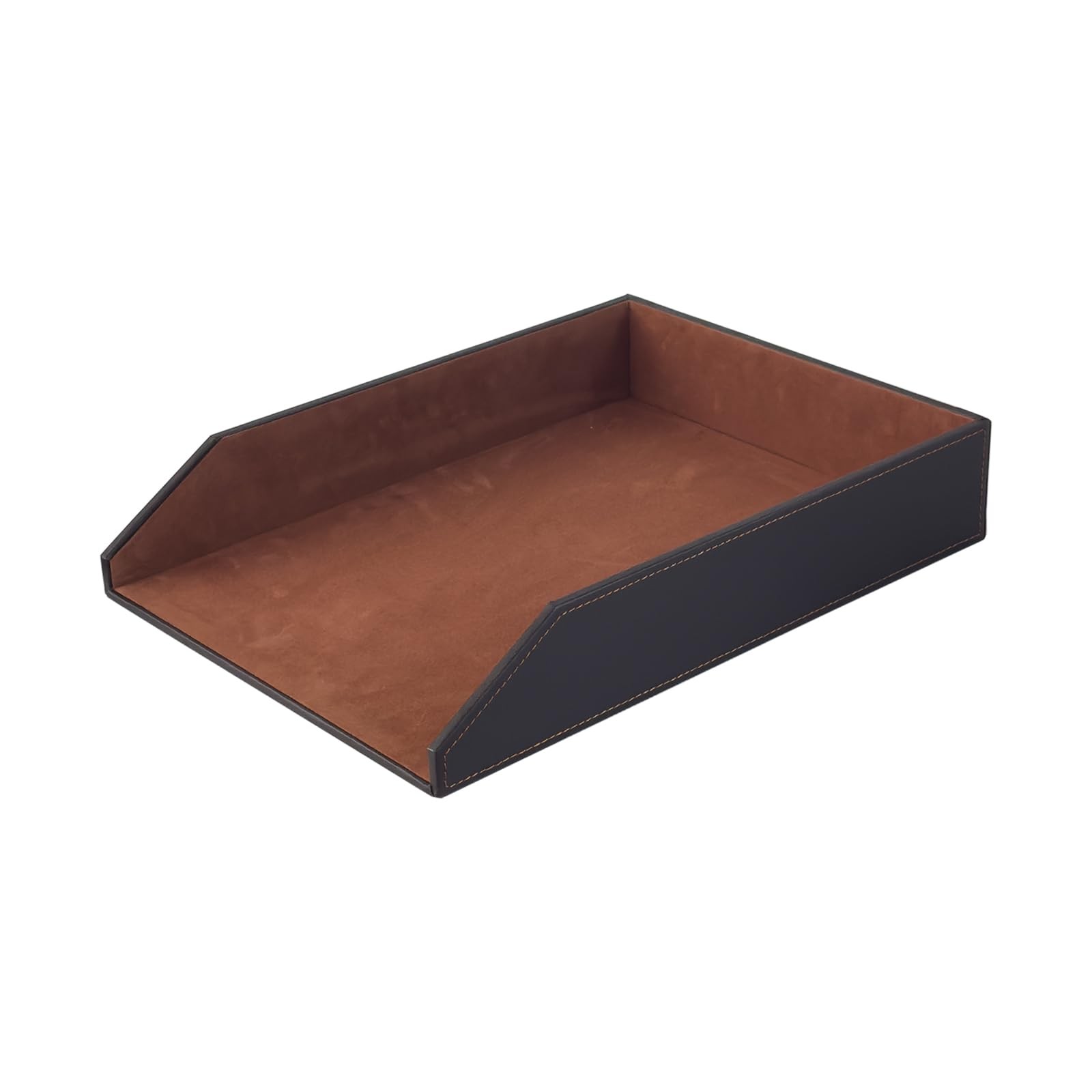 UnionBasic Stackable Document Paper Letter Tray, Faux Leather Desktop File So…