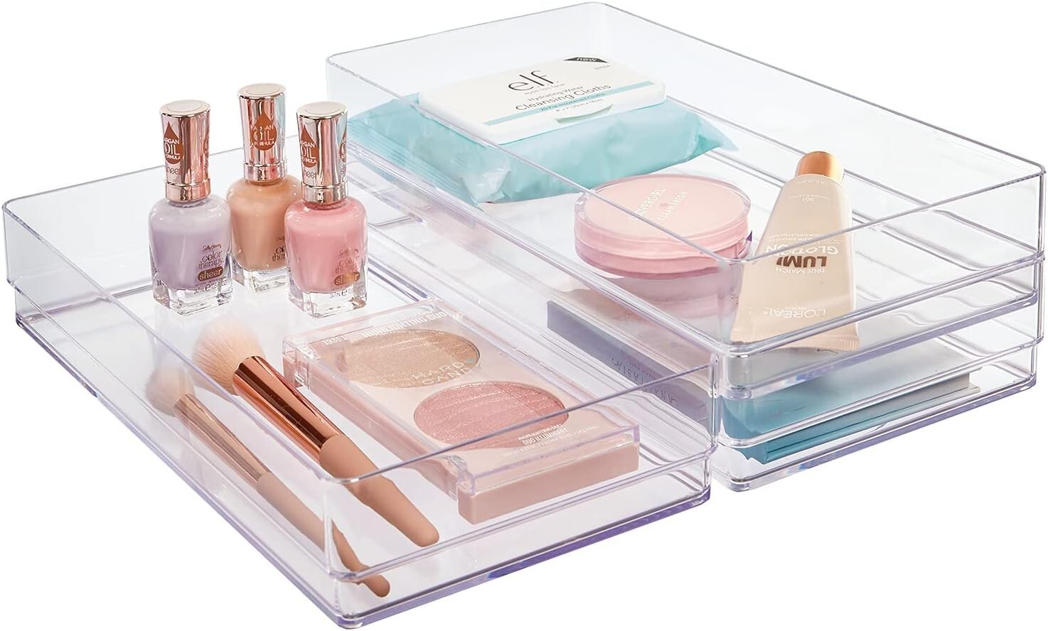 STORi SimpleSort 3-Piece Stackable Clear Drawer Organizer Set | 12″ x 6″ x 2″ Re