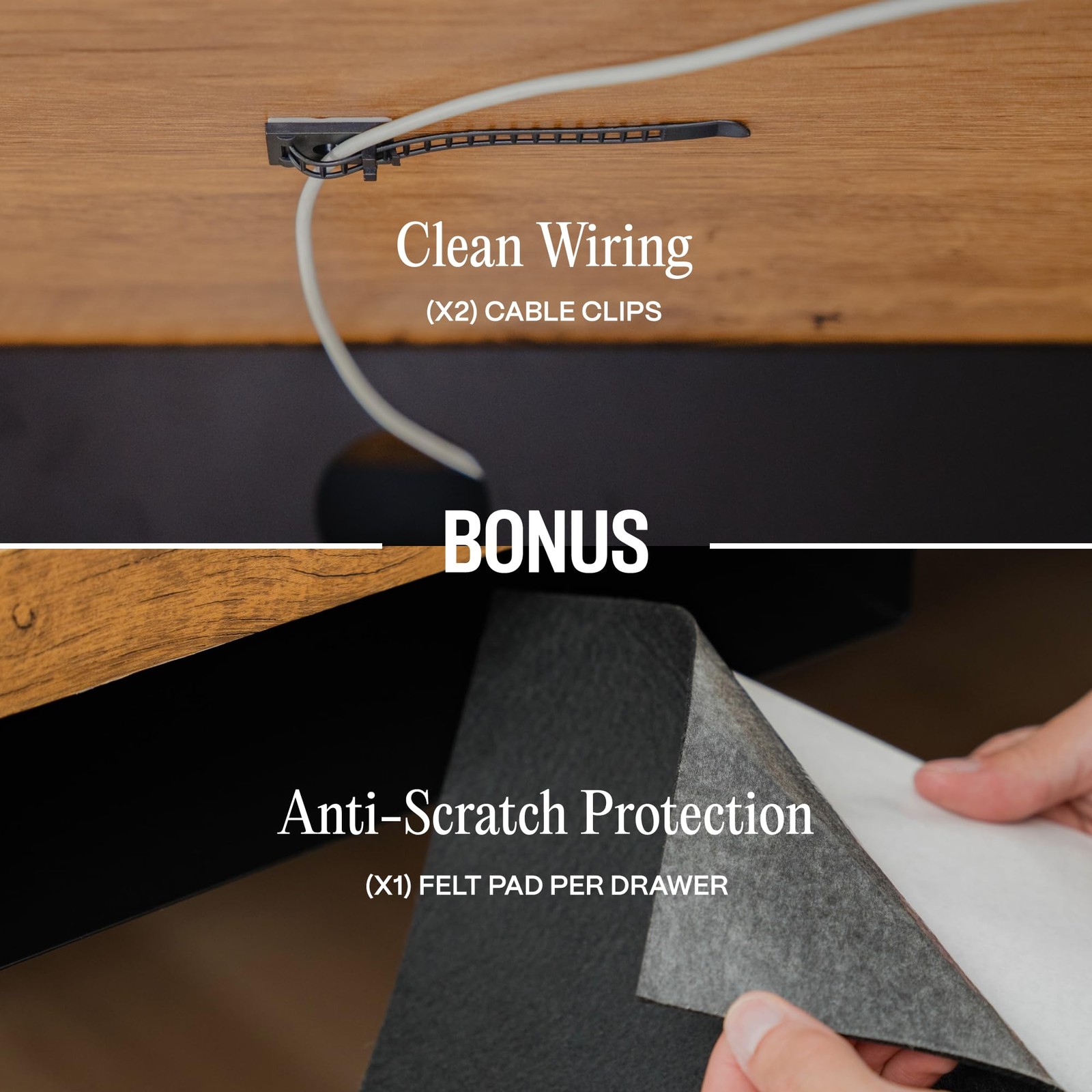 Under Desk Lockable Slide~Out Metal Drawer with Cable Management
