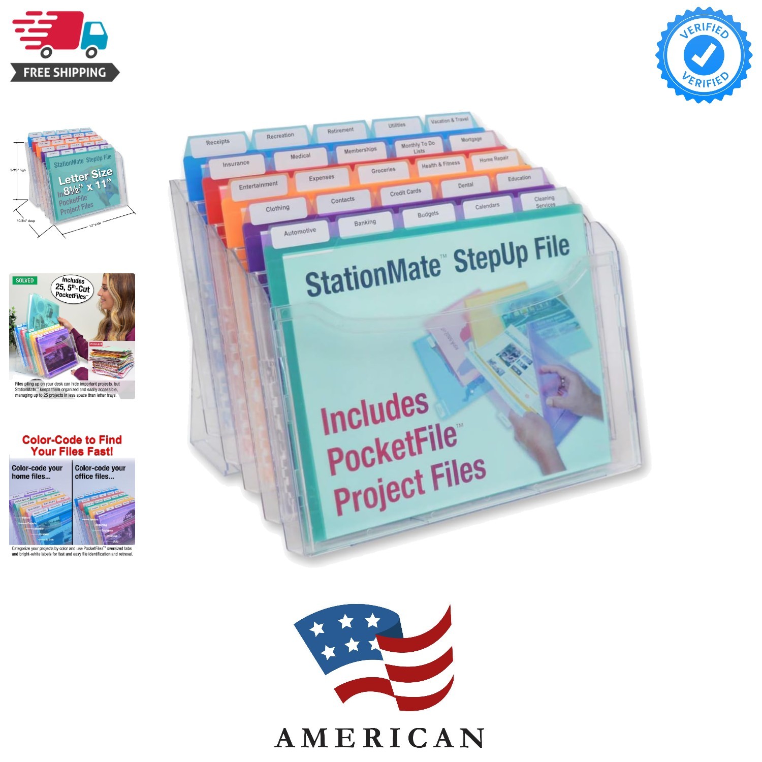 StationMate Desktop Organizer Includes 25, 5th-Cut PocketFiles. Complete Proj…
