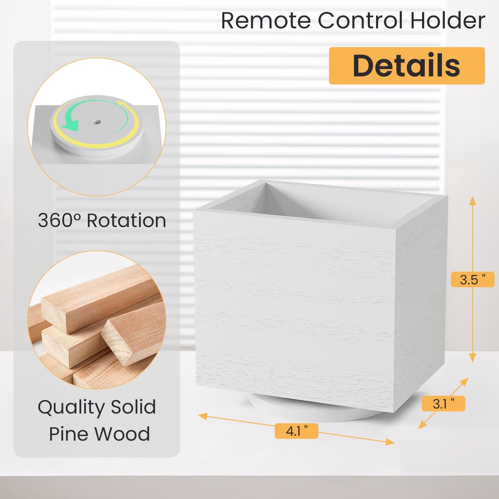 360° Rotating Remote Control Holder, Wooden TV Controller Holder, Remote Hold…