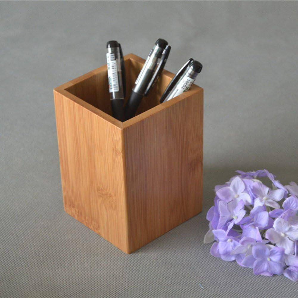 Bamboo Desk Organizer Multi-Purpose Pen Pencil Holder Cup Eco Friendly Natural B