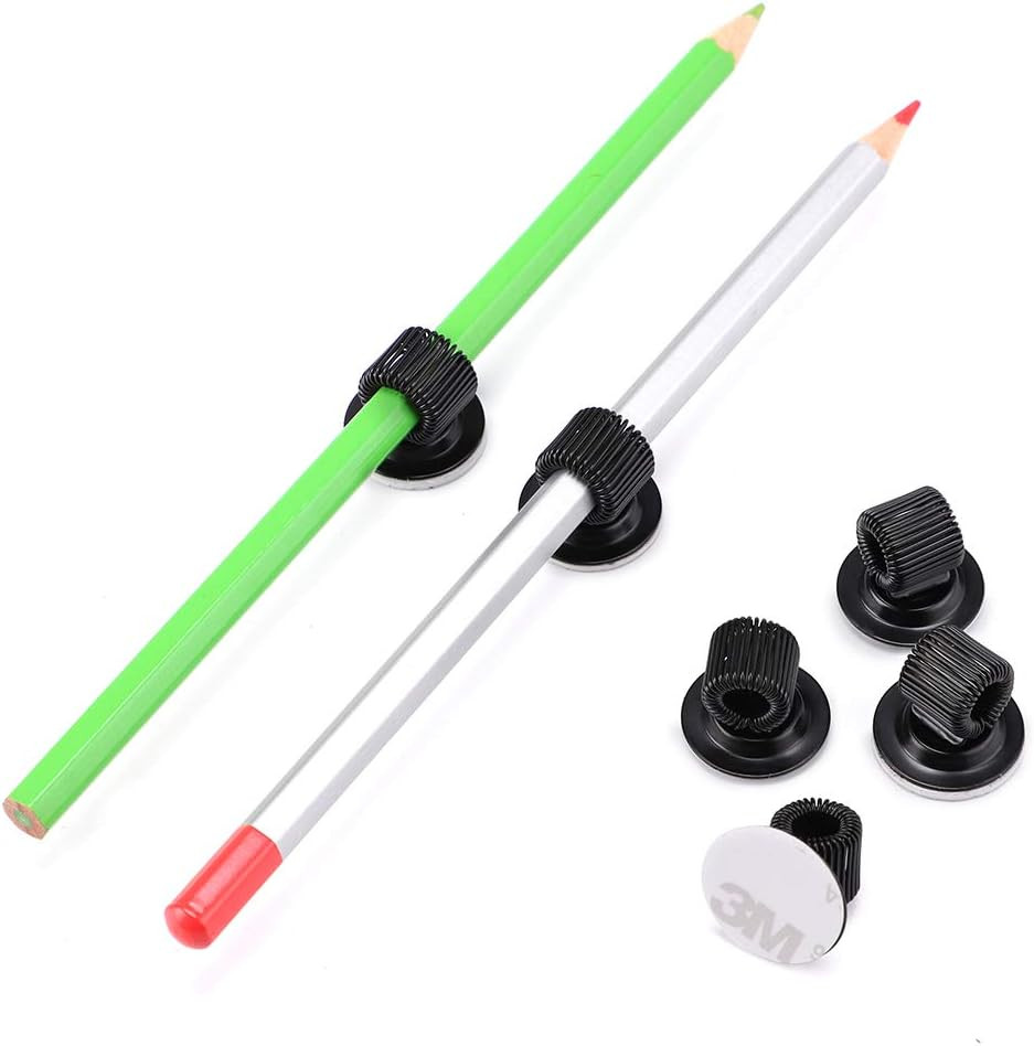BTSKY 6 Pack Black Plating Pen Holder Clips- Self Adhesive Pen Pencil Holder