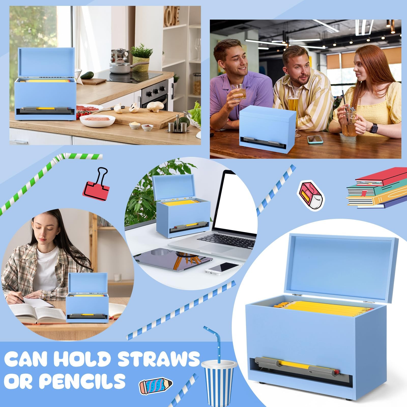 1 Pc Wooden Pencil Dispenser for Classroom Pastel Wood Pencils Holder for up …