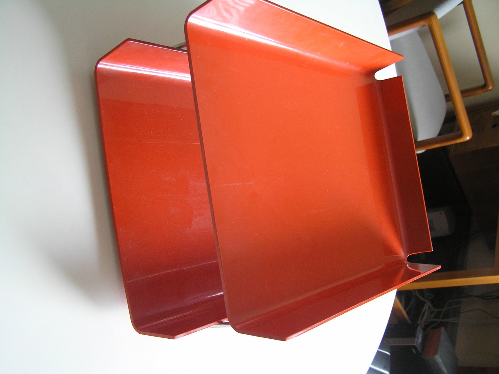 VINTAGE MID CENTURY DUK-IT Plastic Chrome 2-Tier In Out Desk Tray Organizer