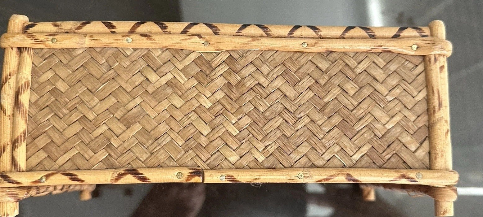 Vintage Burnt Bamboo Rattan Desk Organizer Napkin Caddy Letter Holder Hong Kong