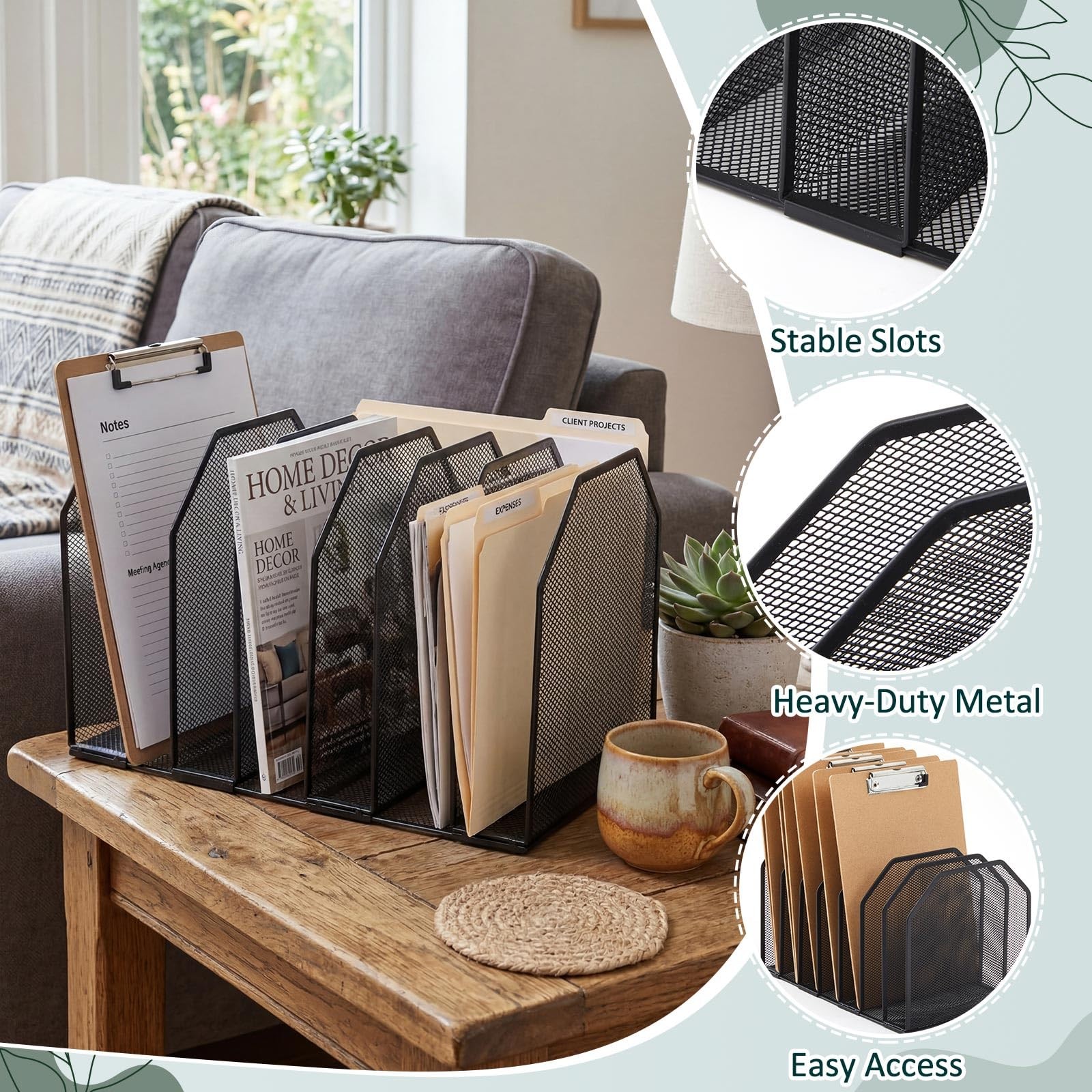 Clipboard Holder, Metal Clipboard Organizer, 7 Slot Desk File Organizer Stora…