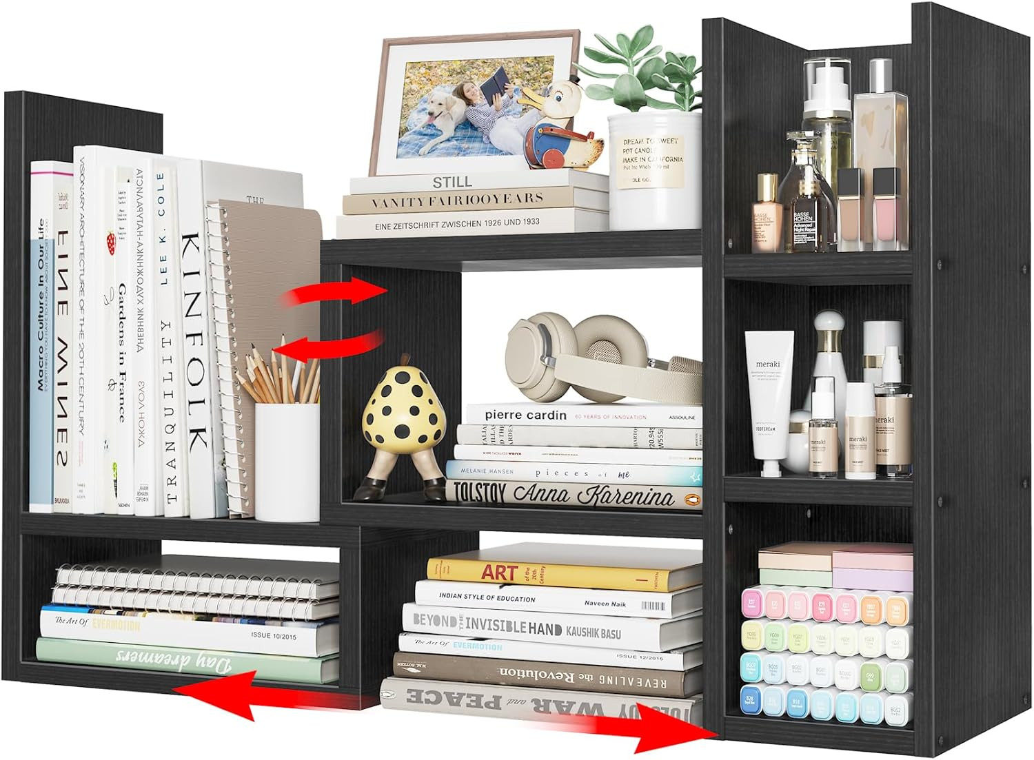 Desk Shelves Desktop Organizer Shlef – Black Office Organization for Top of Desk