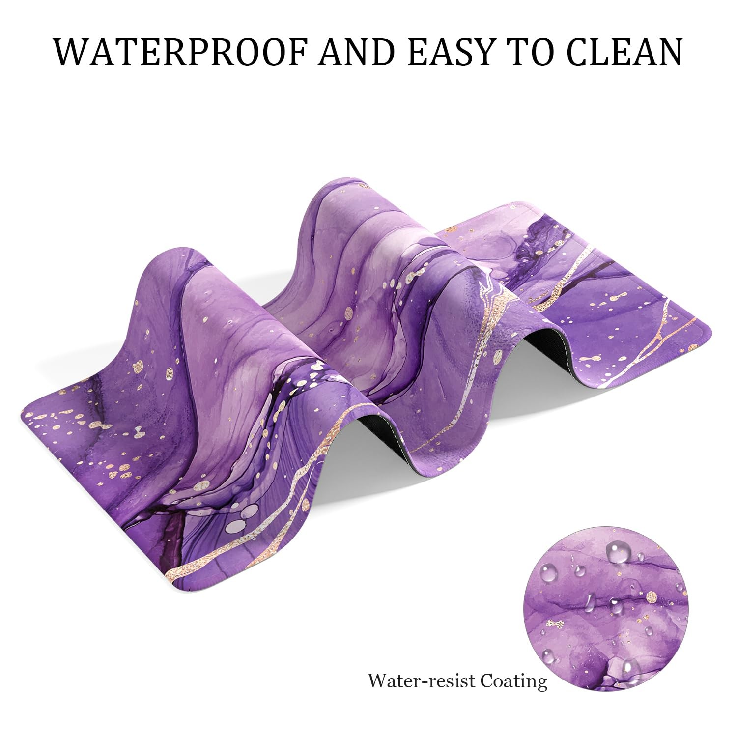 Desk Mat, 32″ x 16″ XXL Extended Large Gaming Mouse x 16″, Purple Marble
