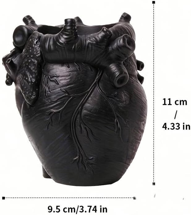 Heart-Shaped Pen Holder, 4.3″ x 3.74″ Human Heart Organ Shape Pen Holder, Gothic