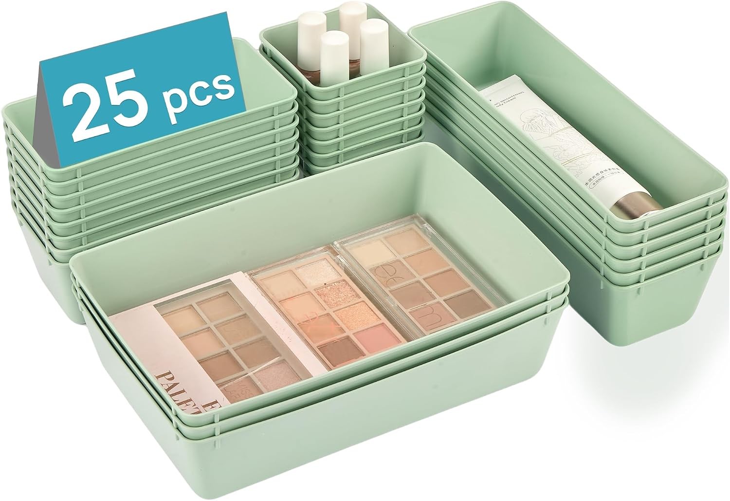 Vtopmart 25 PCS Plastic Drawer Organizers Set, 4-Size Versatile Bathroom and Van