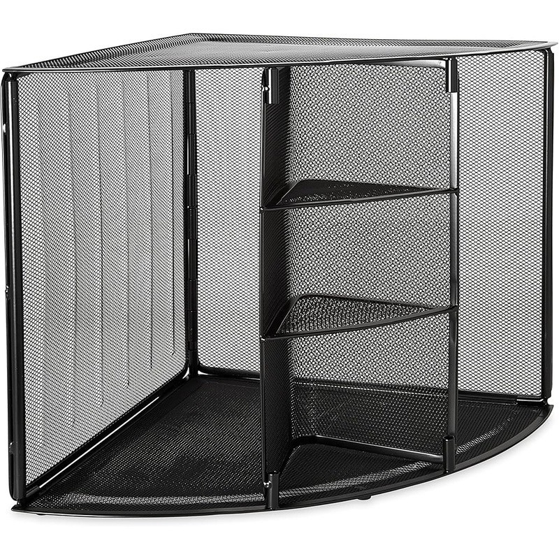 Corner Desktop Organizer 3 Shelf Mesh Storage Rack Office Supplies & Files New