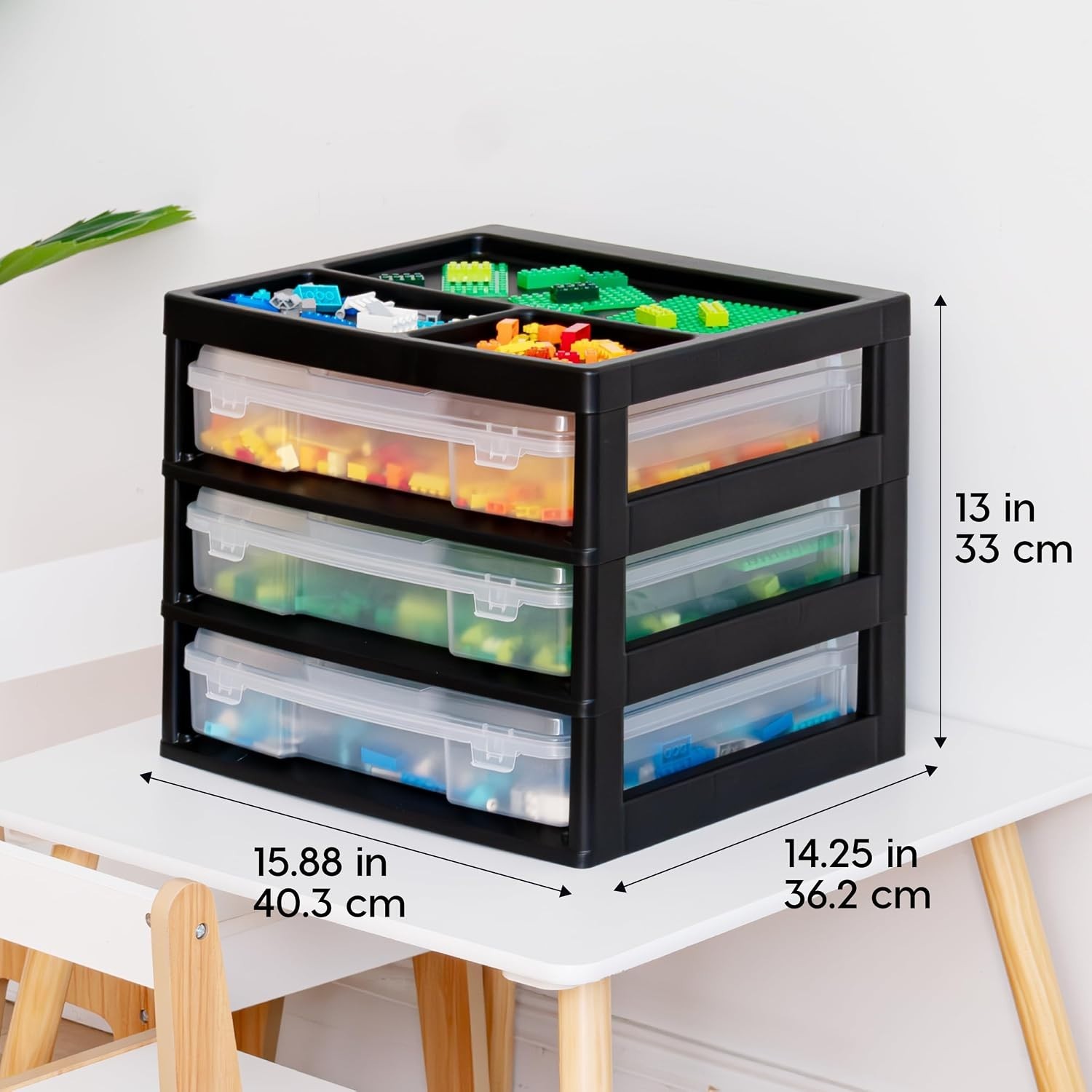 Fits 12″ x 12″ Paper, 3-Tier Desk Top Storage Unit with Organizer Top, for Of…