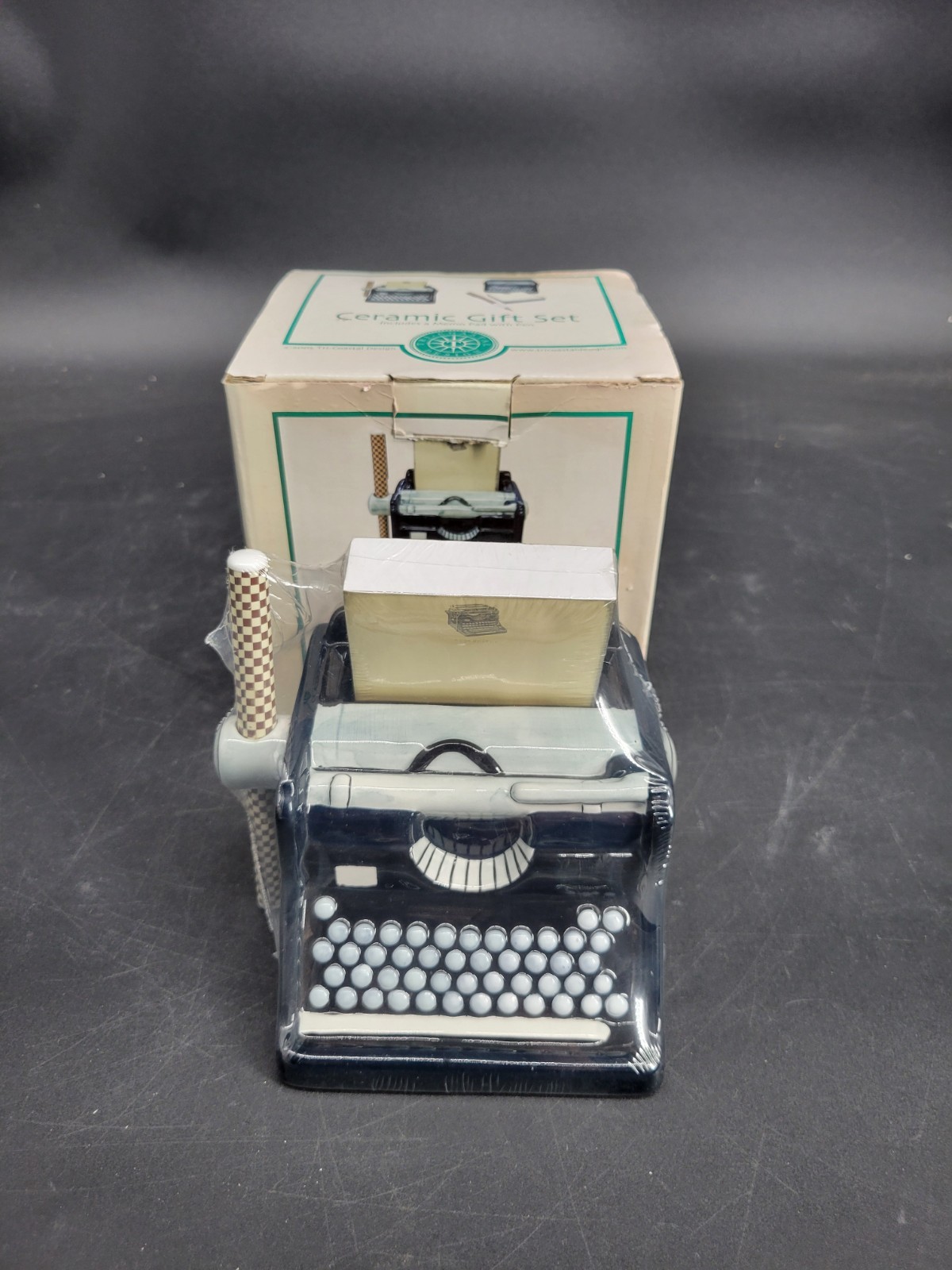 Vintage 2005 Typewriter Shape Ceramic Gift Set by Tri-Coastal Design -New In Box