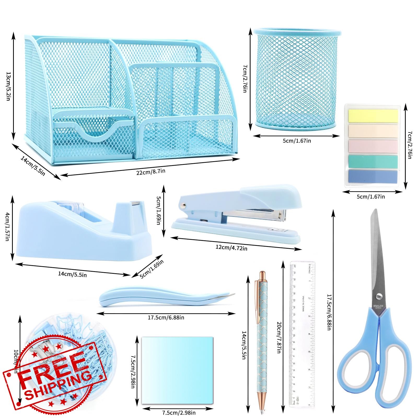 Shellvcase Blue 12-in-1 Desk Organizer Set