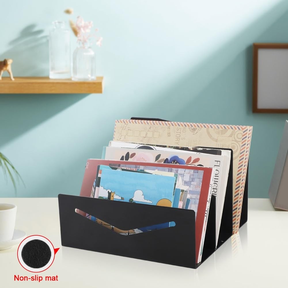 Metal Desk Organizer Holder, 3 Slots Letter Holder Organizer Envelope Organiz…