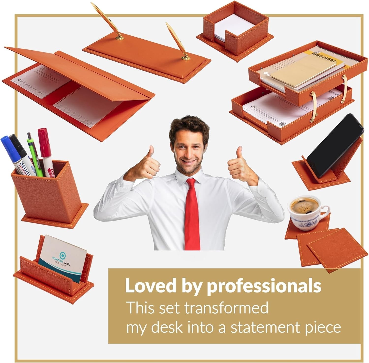 Classic Desk Organizer – 12 PCS Leather Desk Organizer Set – Desk Accessories