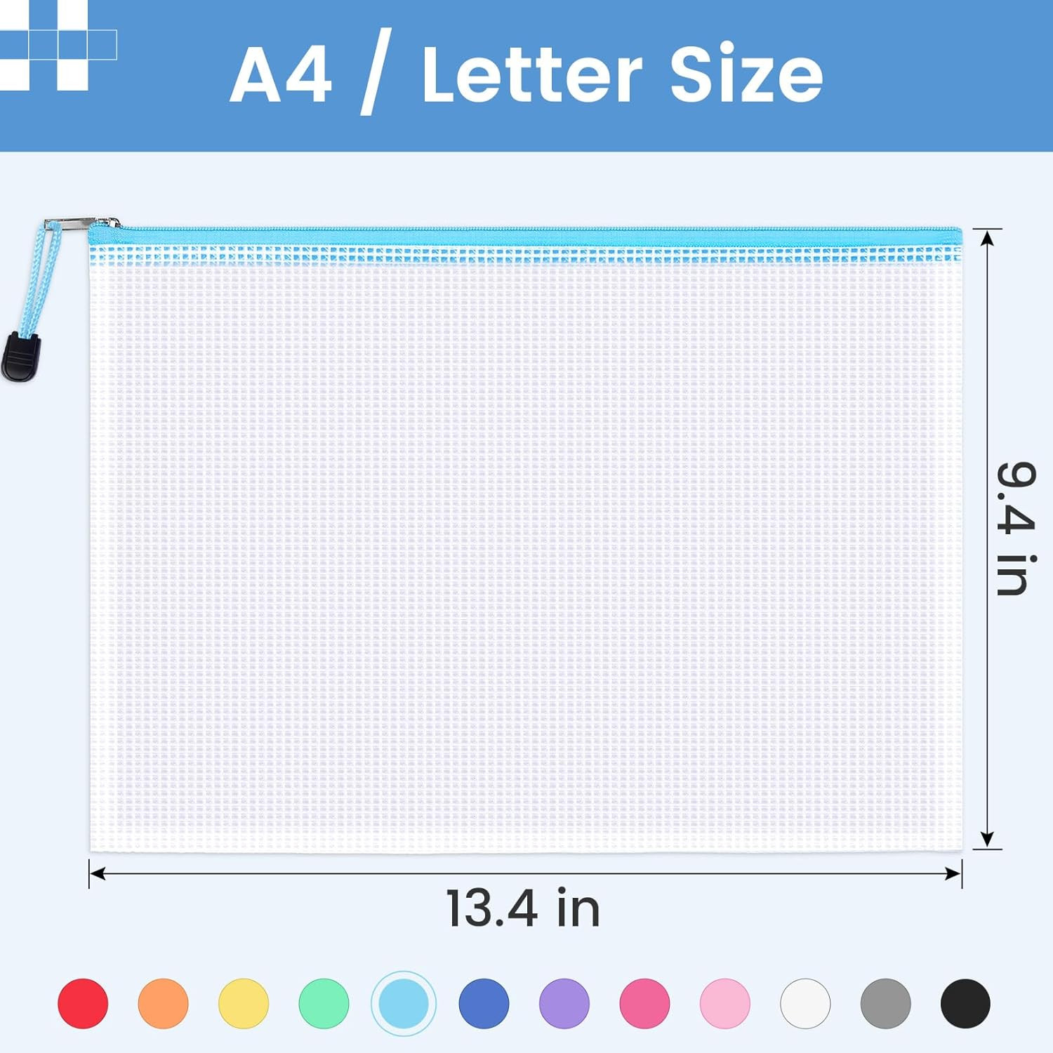 24 Pack Mesh Zipper Pouch with Sticky Labels, A4 Mesh Bags, Toy Storage Board Ga