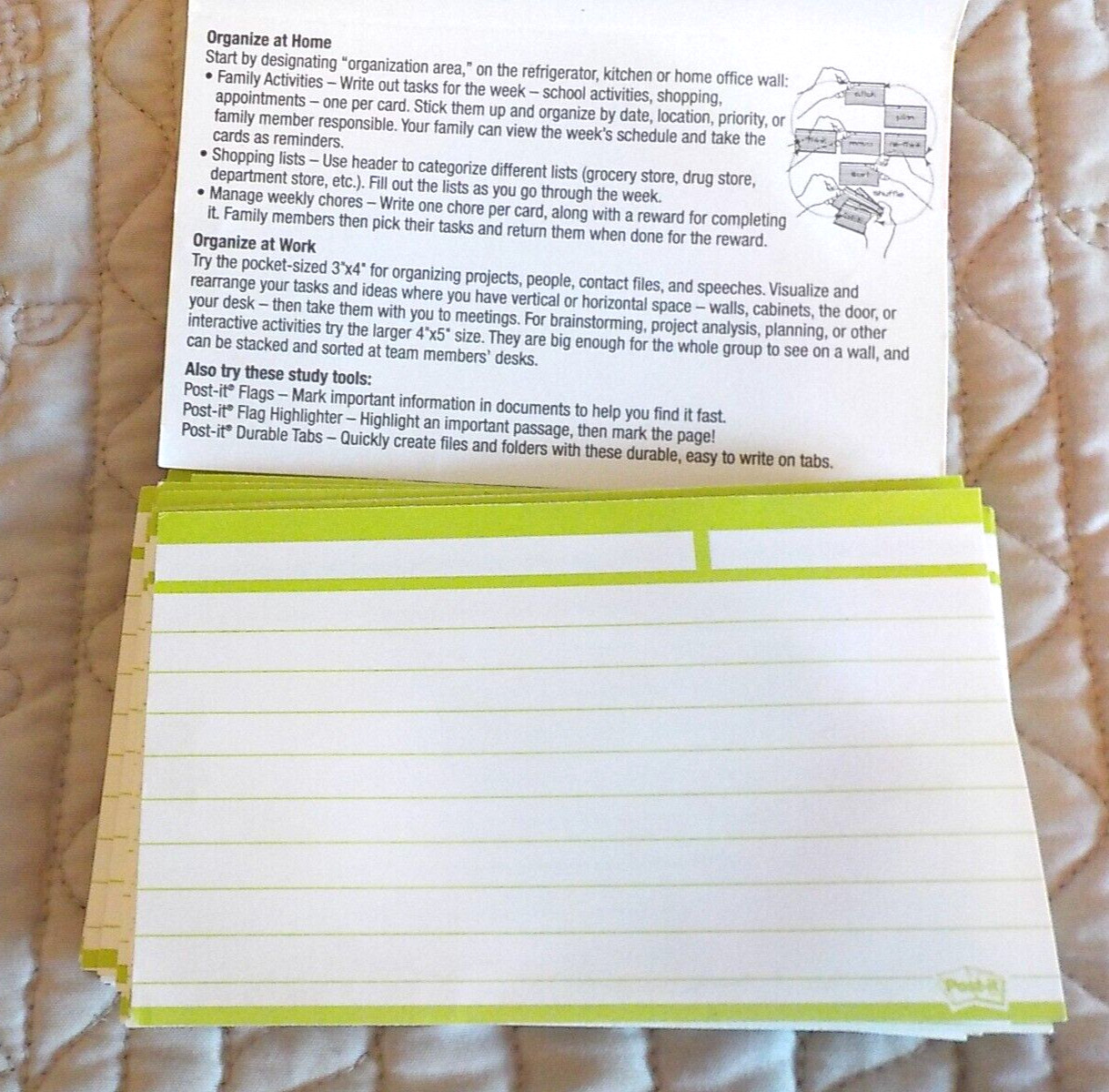POST-IT Note Cube 3M 500 Sheets 3 x3 NEW Bonus 45 Sort & Stick Lined Index Cards