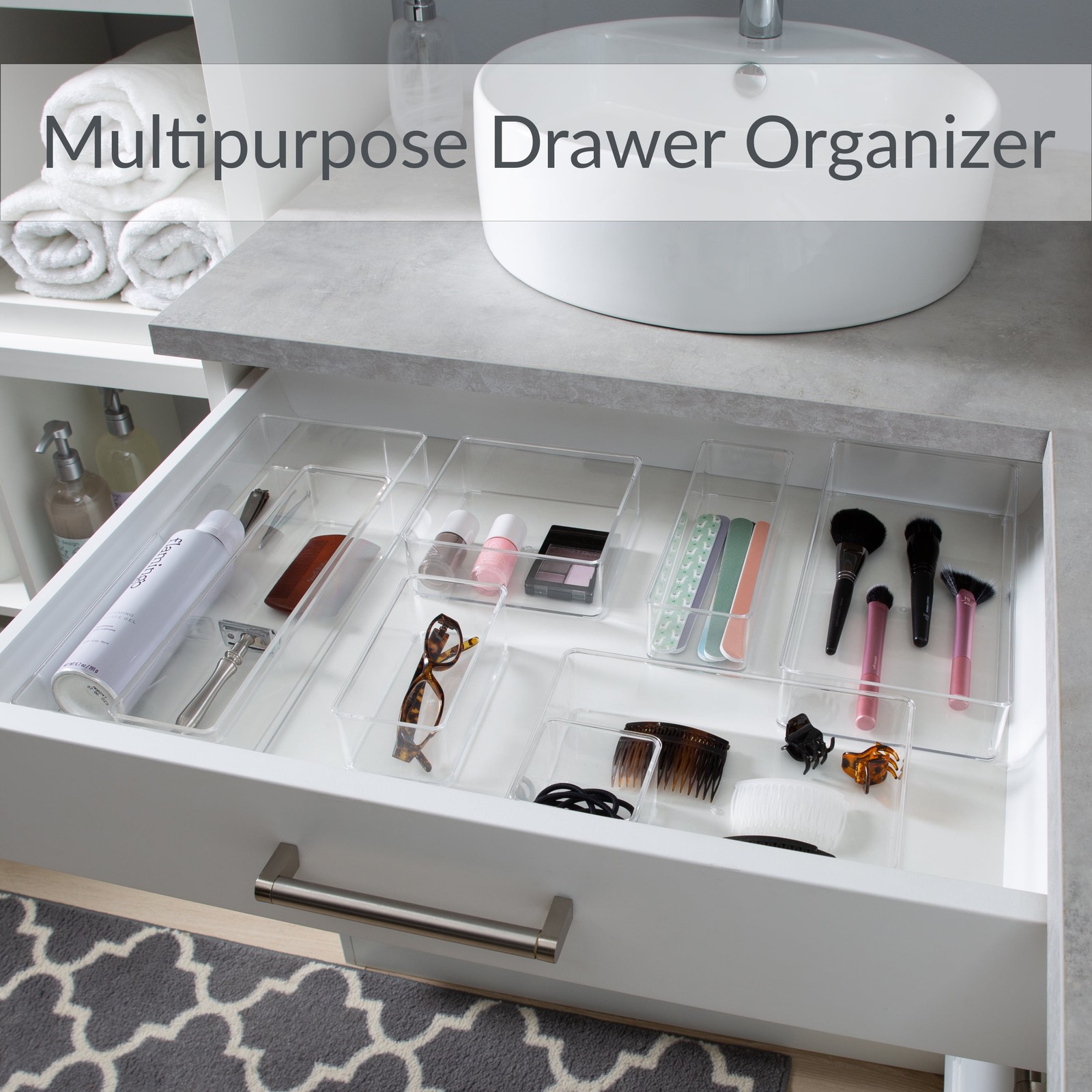 Long Narrow Drawer Organizer 3″ x 12″ Clear Multipurpose Organizer Storage New