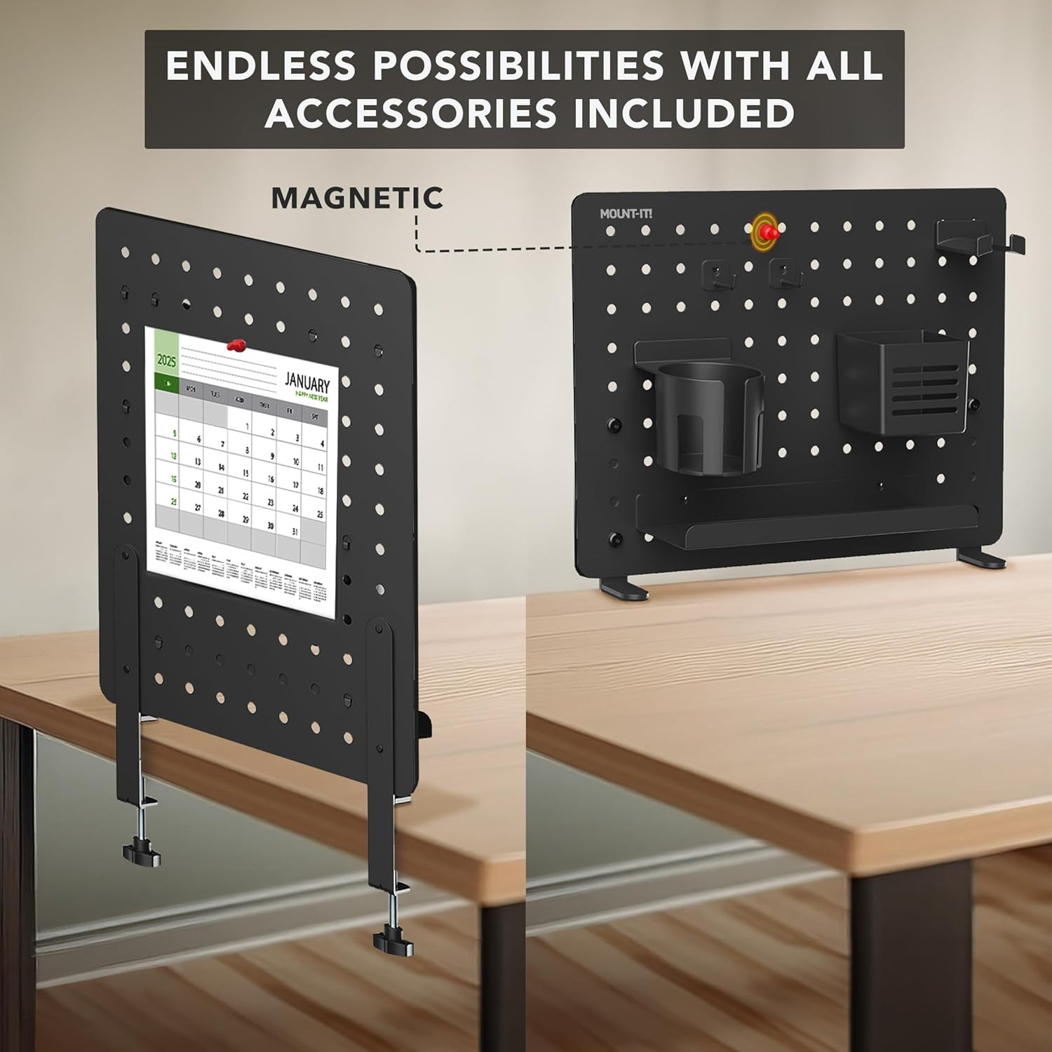 Clamp-On Pegboard Organizer for Home Office, Gaming & Crafting – Black