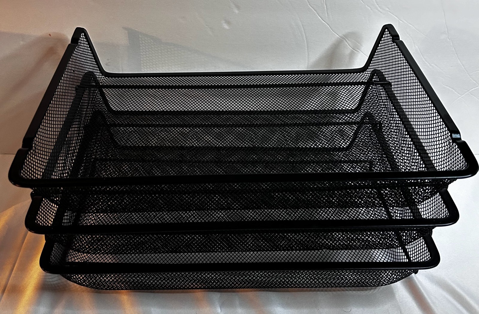 3 Tier Desk Organizer, Letter-size Trays, Multipurpose, Mesh, Black, New