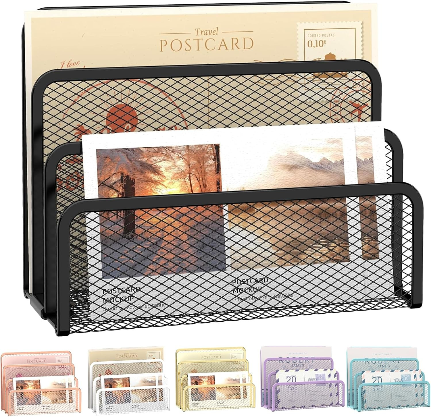 SUPEASY Mail Organizer for Desk, Mesh Metal Mail Holder Countertop with 3-Slot,