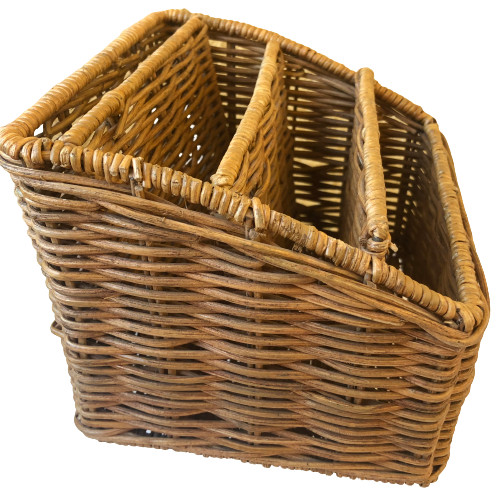 Wicker Office Organizer Mail Holder Basket Vintage Desktop