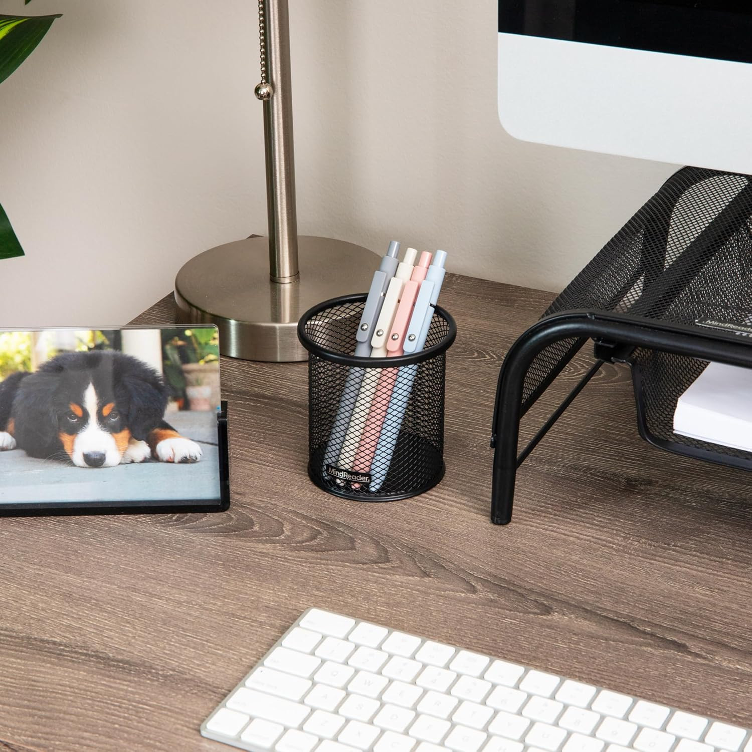 Pen and Accessories Holder, Desktop Organizer, Office, Metal Mesh, 3.5″L X 3.5″W
