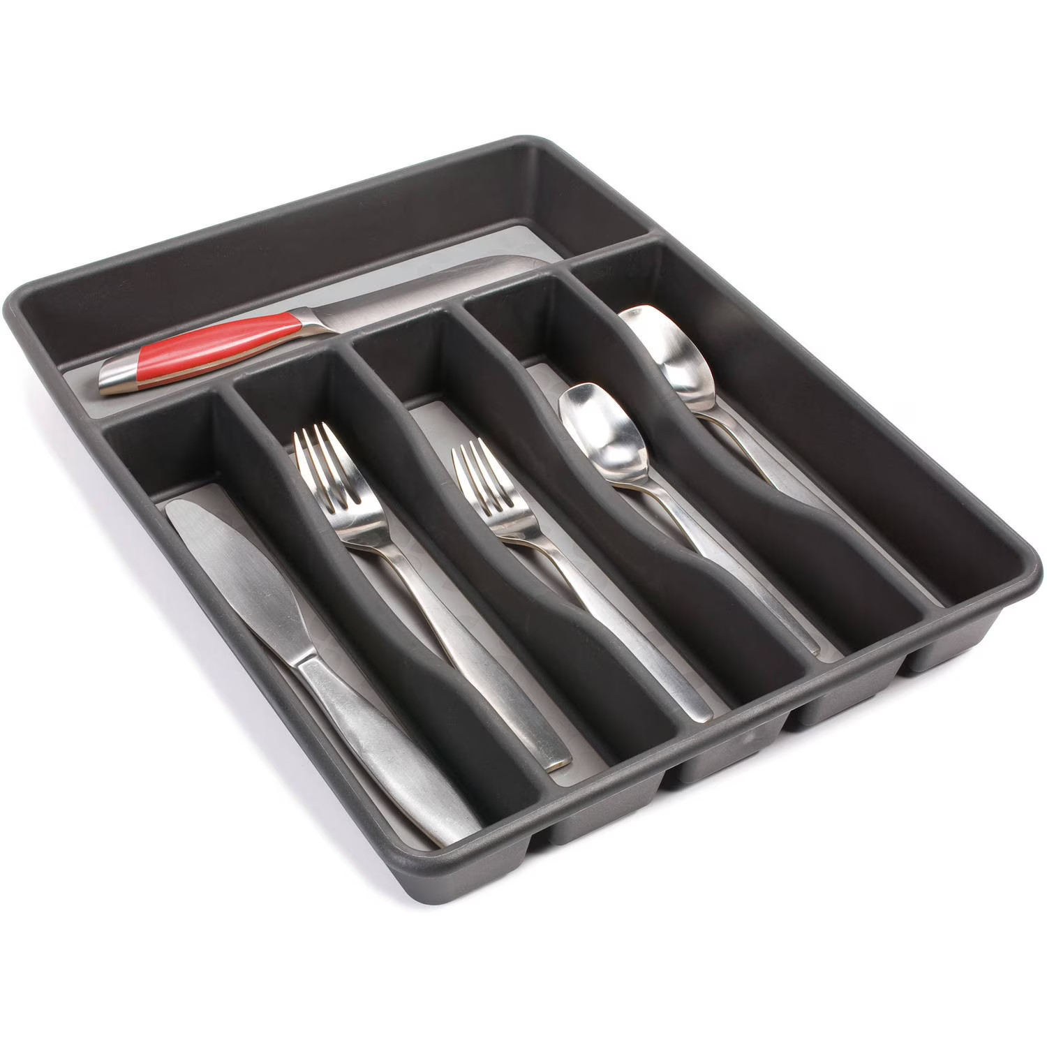 Rubbermaid Silverware Organizer, Large, Grey, 3 Pack