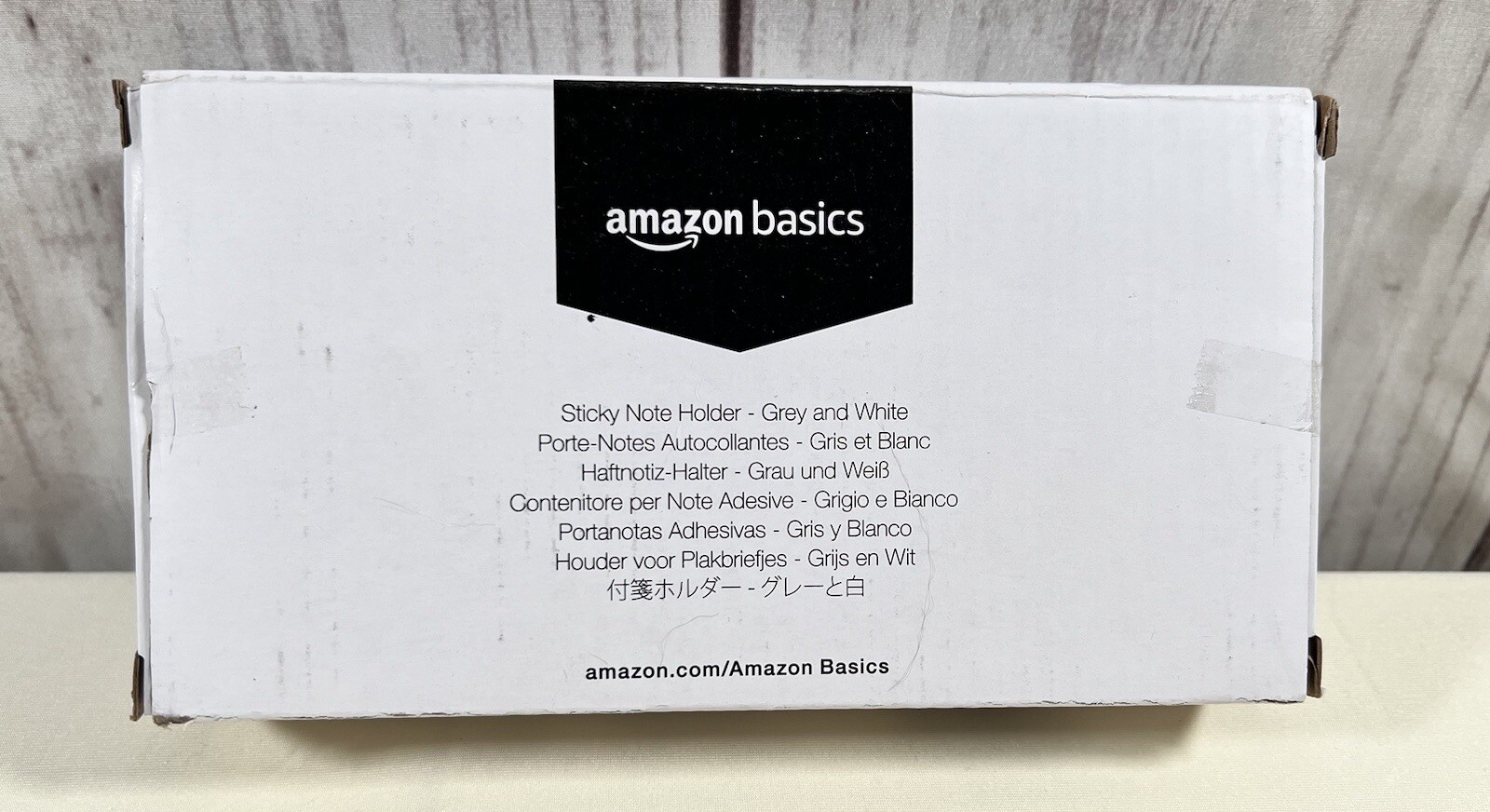 NWT-Amazon Basics Sticky Note Holder, Grey & White
