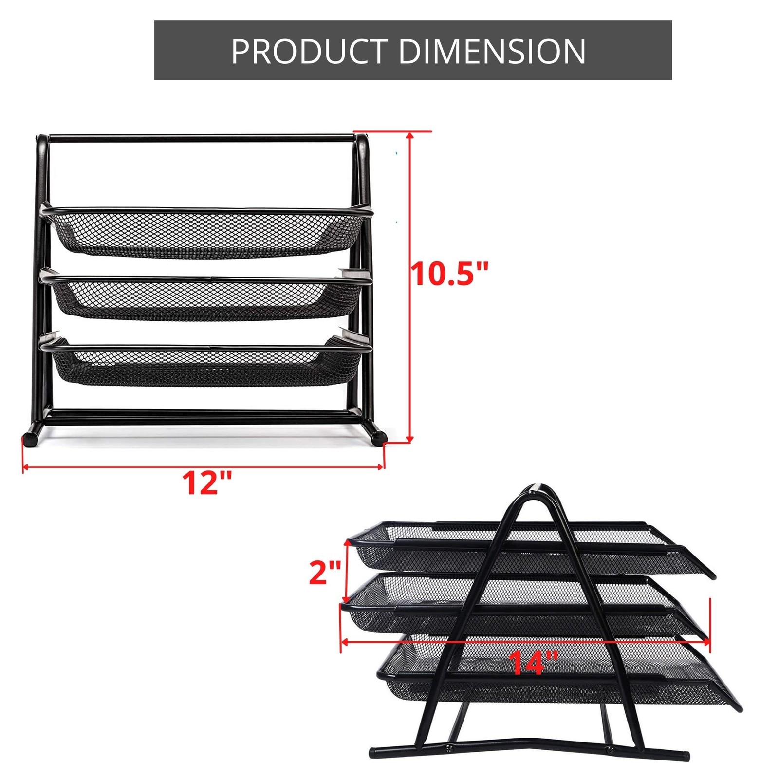 3 Tier Stackable Paper Tray Organizer Metal Legal Size Desk File Holder Office