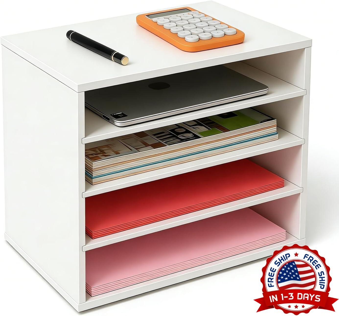 Organizador de papel ajustable de 4 niveles para libros de texto/revistas NEW US