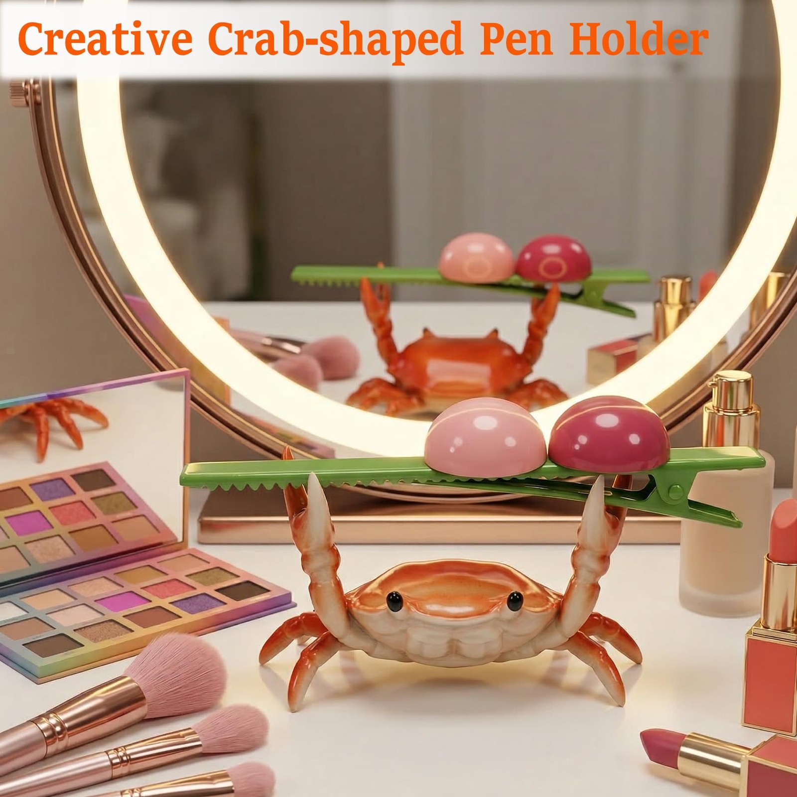2 Pcs Crab Pen Holder, Creative Weightlifting Desk Crab Pen Holder Stand, Cut…