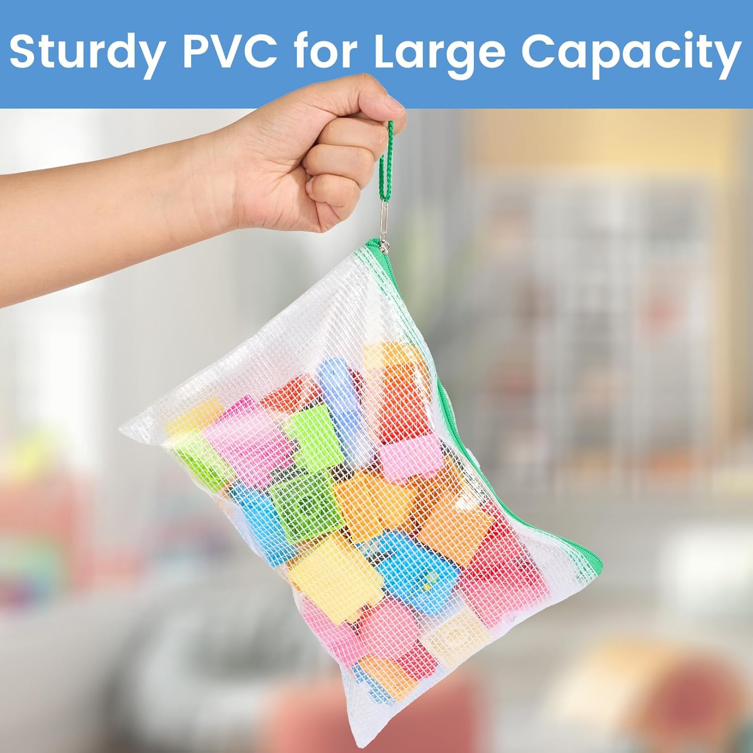 24 Pack Mesh Zipper Pouch Bags with Label Pocket, A5 Small Pencil Case