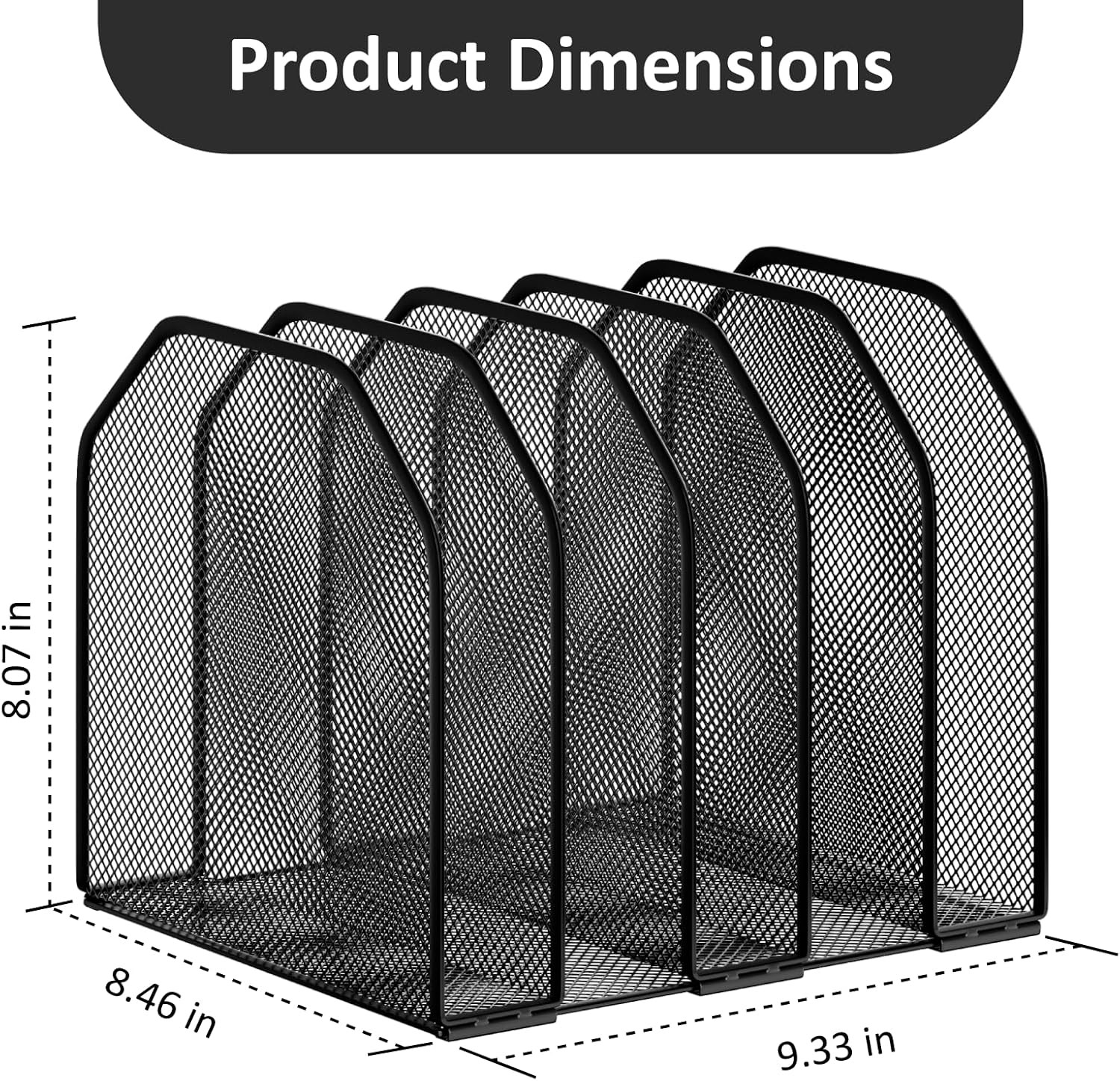 Desk File Organizer Adjustable 5 Sections Upright Desktop Organizer File Sorter