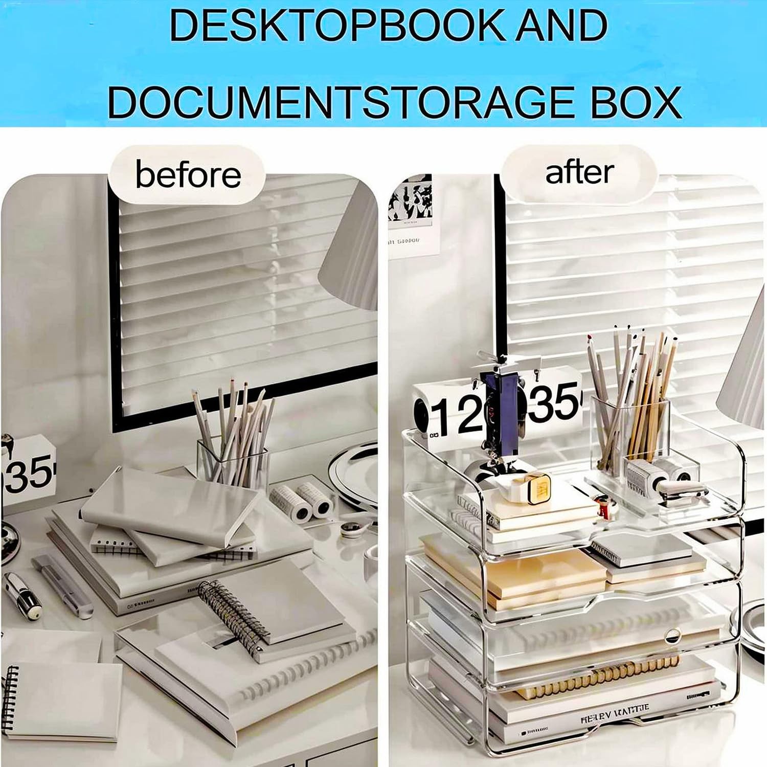 Large Capacity Desk Organizer, 4 Tier Paper Organizer, File Organizer for Des…